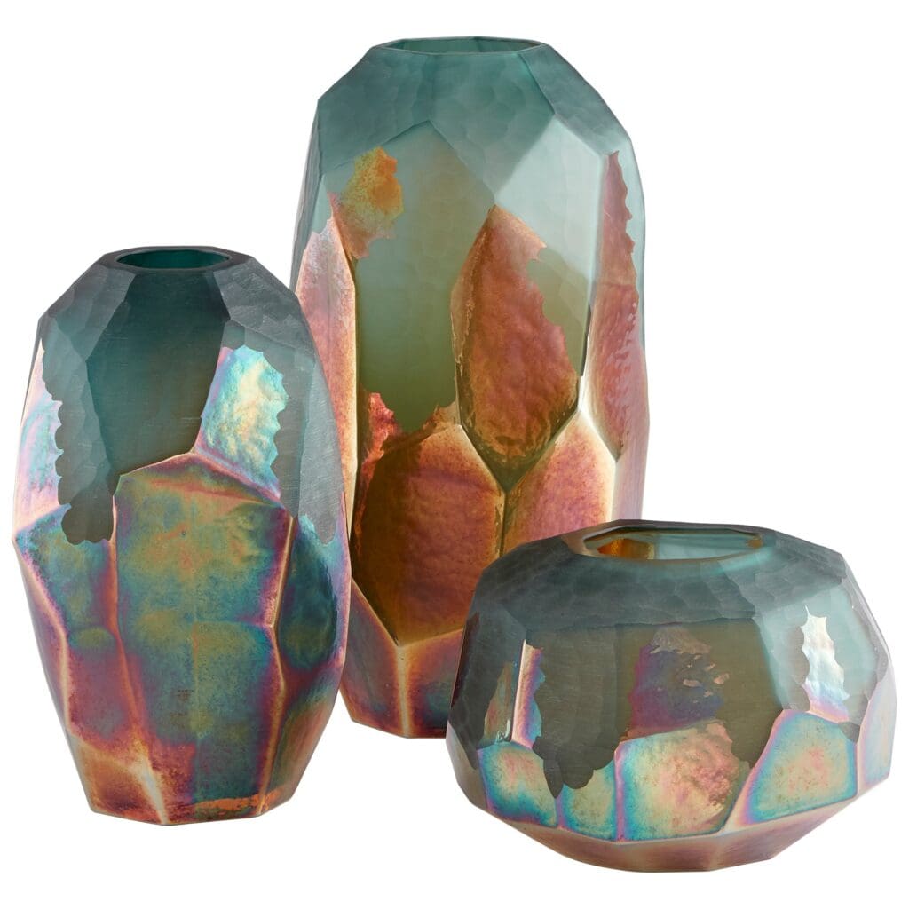 Cyan Design 11063 Roca Verde Vase - Elegant Green & Gold Small Ceramic Vase for Home Decor, Wedding Centerpieces, and Tabletop Display