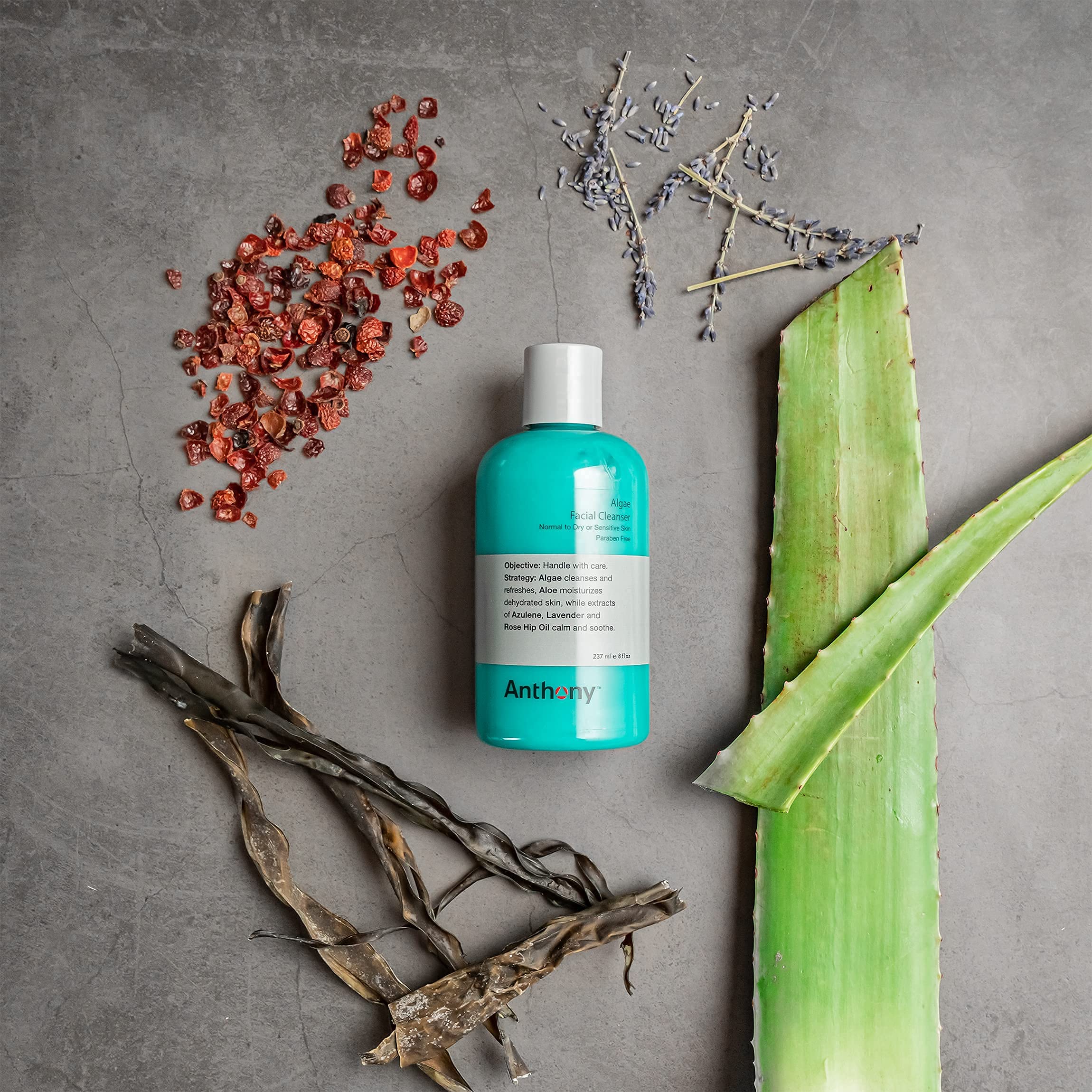 Anthony Algae Facial Cleanser & Exfoliating Scrub - Blue Sea Kelp Body Wash with Invigorating Rush for Hair & Skin - 8oz & 12oz Sizes - Perfect for Spa Day, Detox Routine & Post-Workout Refresh