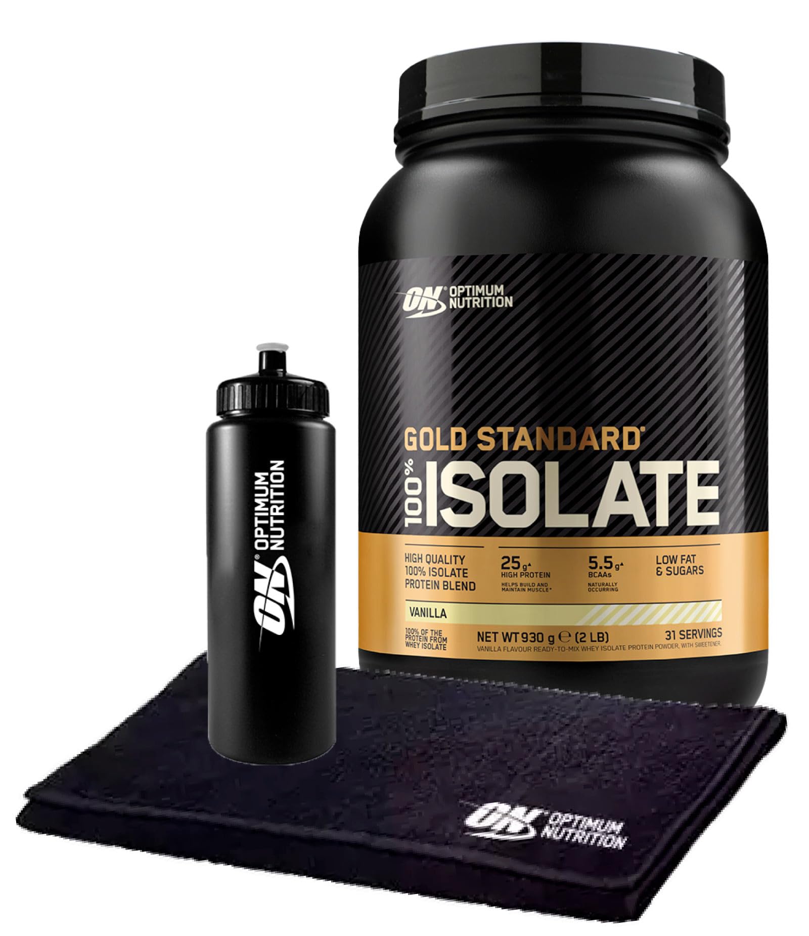 Optimum Nutrition 100% Gold Standard Whey Protein Powder Isolate - 31 Servings (930g) Vanilla BCAA for Muscle Recovery | Gym, Workout & Post-Exercise Supplement | Includes Free Shaker Bottle & Towel