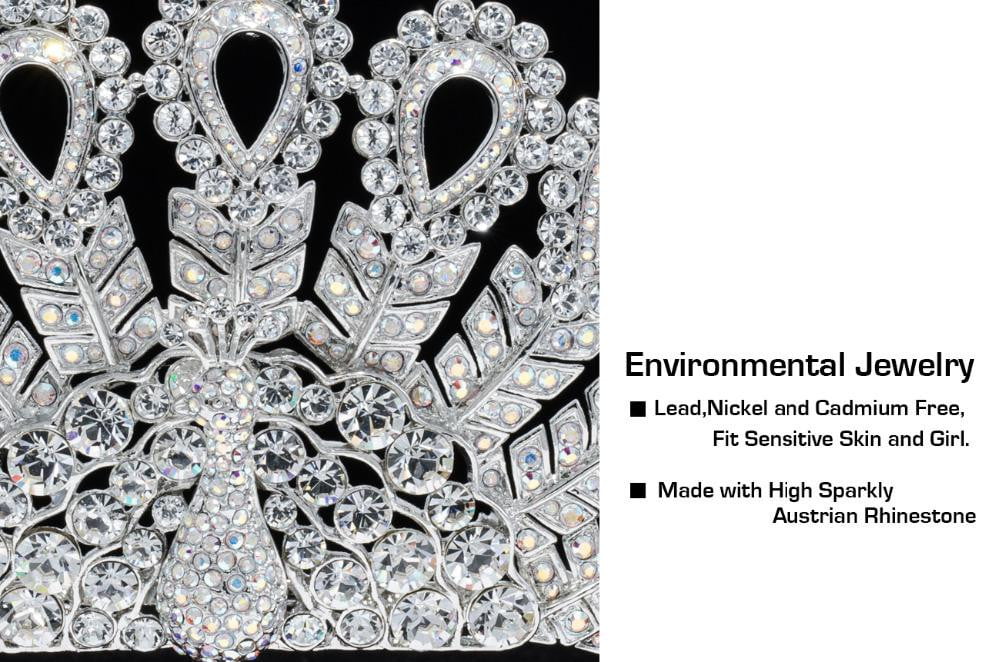 Peacock Crystal Wedding Tiara Crown - Elegant Bridal Royal Diadem Headpiece for Bride SH8557 | Perfect for Weddings, Prom, Pageants & Special Occasions