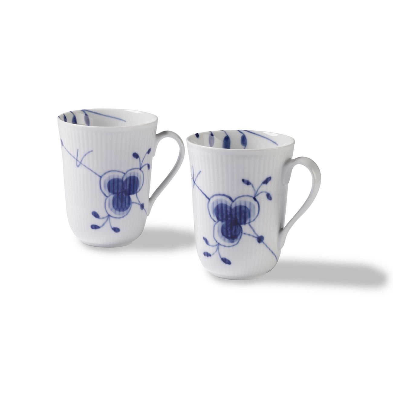 Royal Copenhagen Blue Fluted Mega Mugs - Set of 2 Premium Porcelain Coffee Cups with Classic Danish Design for Home, Office & Gift Giving