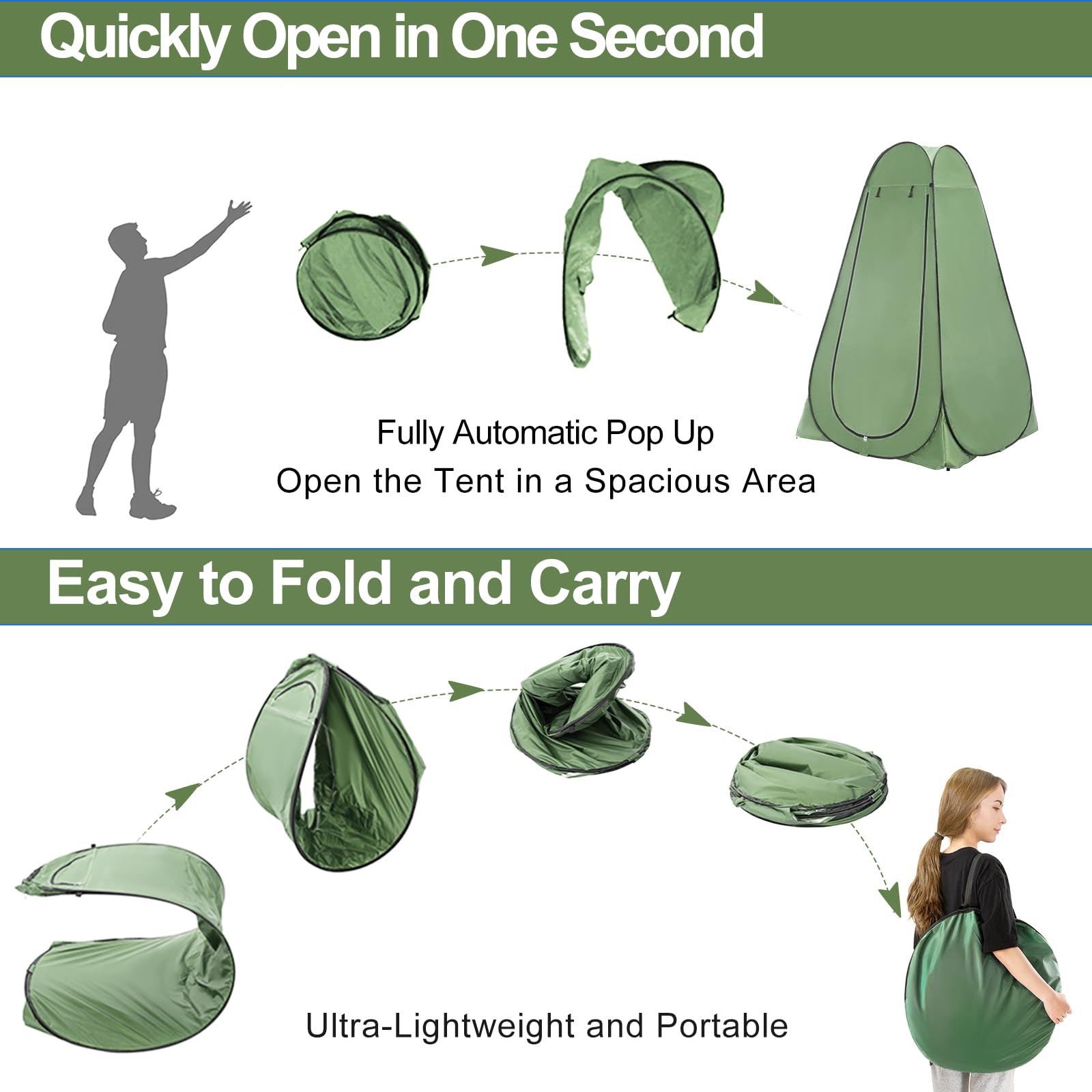 Portable Pop Up Privacy Tent for Camping - Lightweight Shower & Changing Room with Carry Bag - Easy Setup for Hiking, Beach, Picnic & Fishing - Outdoor Privacy Shelter for Toilet, Showering & Dressing