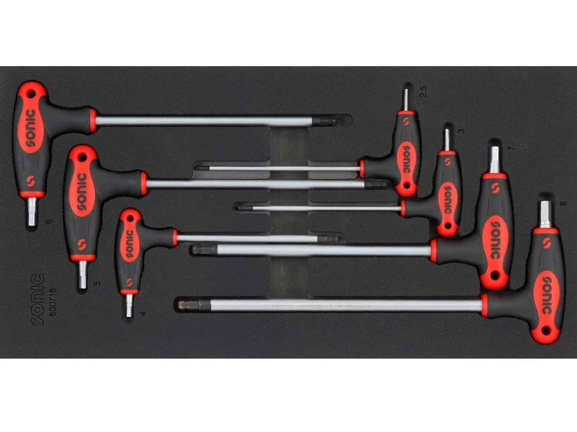 Sonic Foam System Hex Ball Grip Key Set - 7 Piece Small (1/3) Key Tool Kit for Home, Office & Automotive Use