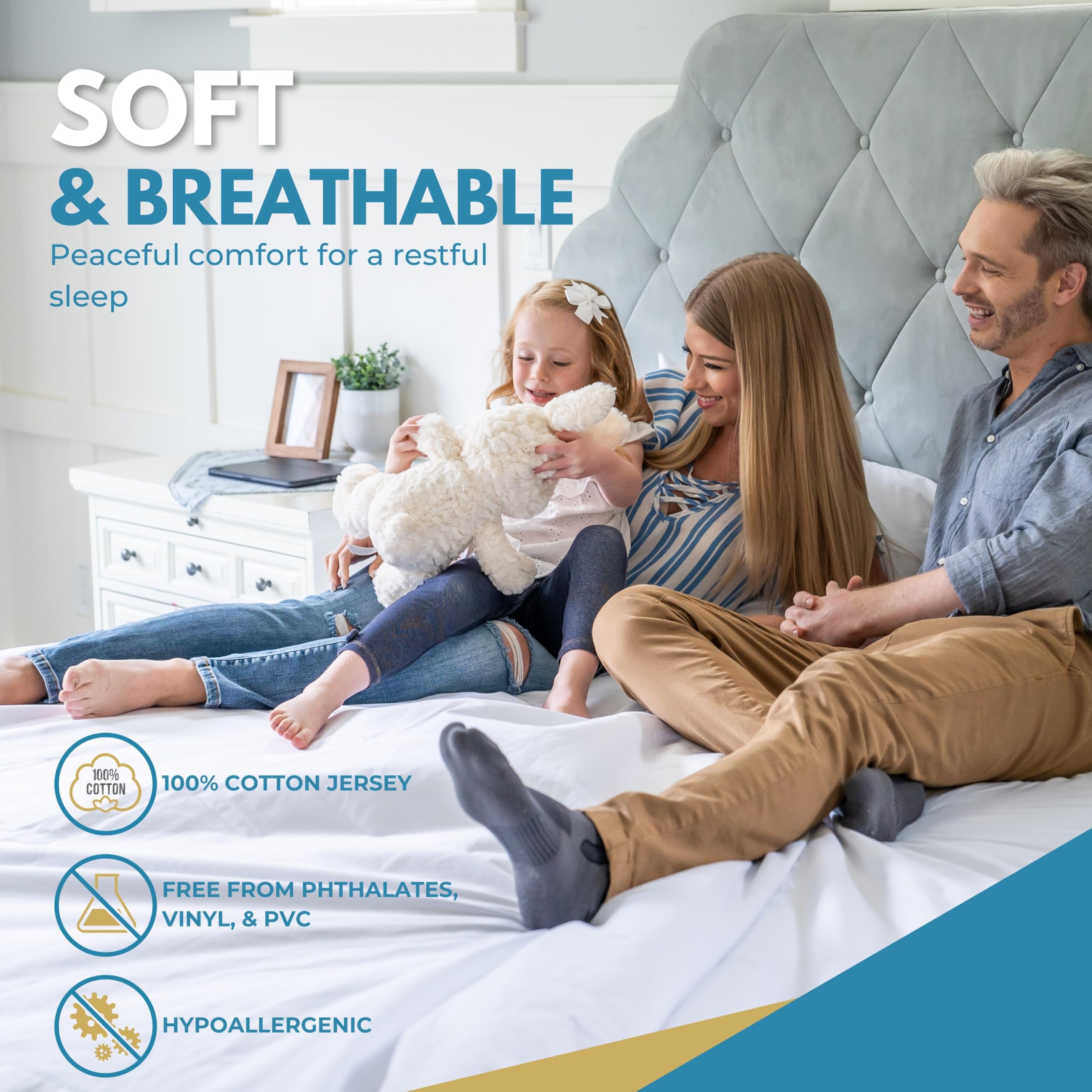 Rest Line Premium Waterproof Zippered Mattress Encasement - Twin Size 39x75 Inches, 100% Cotton Hypoallergenic Bed Bug Proof Mattress Cover with Invisible Zipper, Soft & Breathable for Beds up to 15