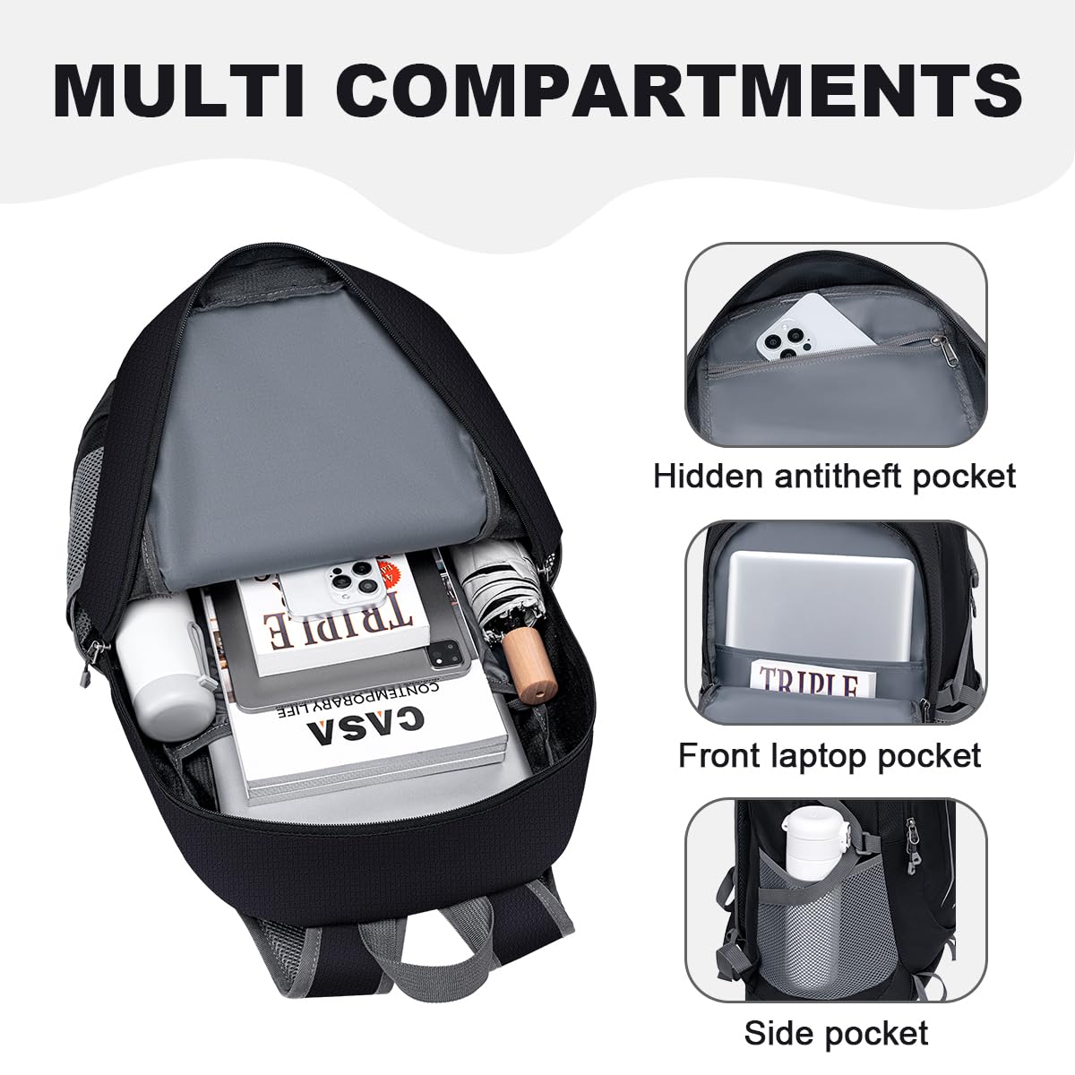 MIYCOO Ultra Lightweight 45L Packable Backpack - Waterproof Foldable Hiking Daypack for Travel, Camping & Outdoor Adventures - Perfect for Men & Women (Black)