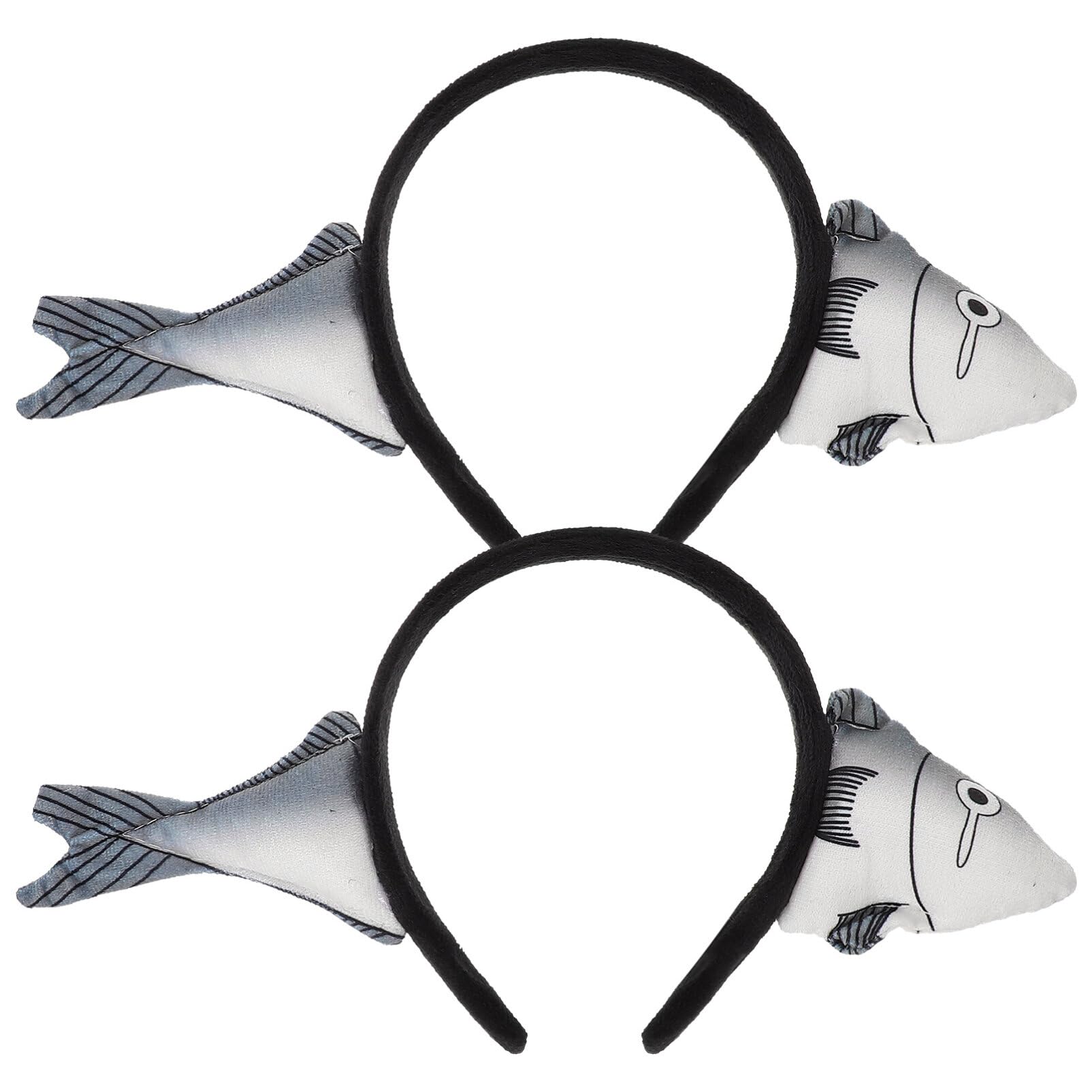 2 Pack Acrylic Plush Fish Headbands for Women & Girls - Soft Hair Hoop for Halloween Costume, Cosplay, Themed Parties & Dress Up Fun