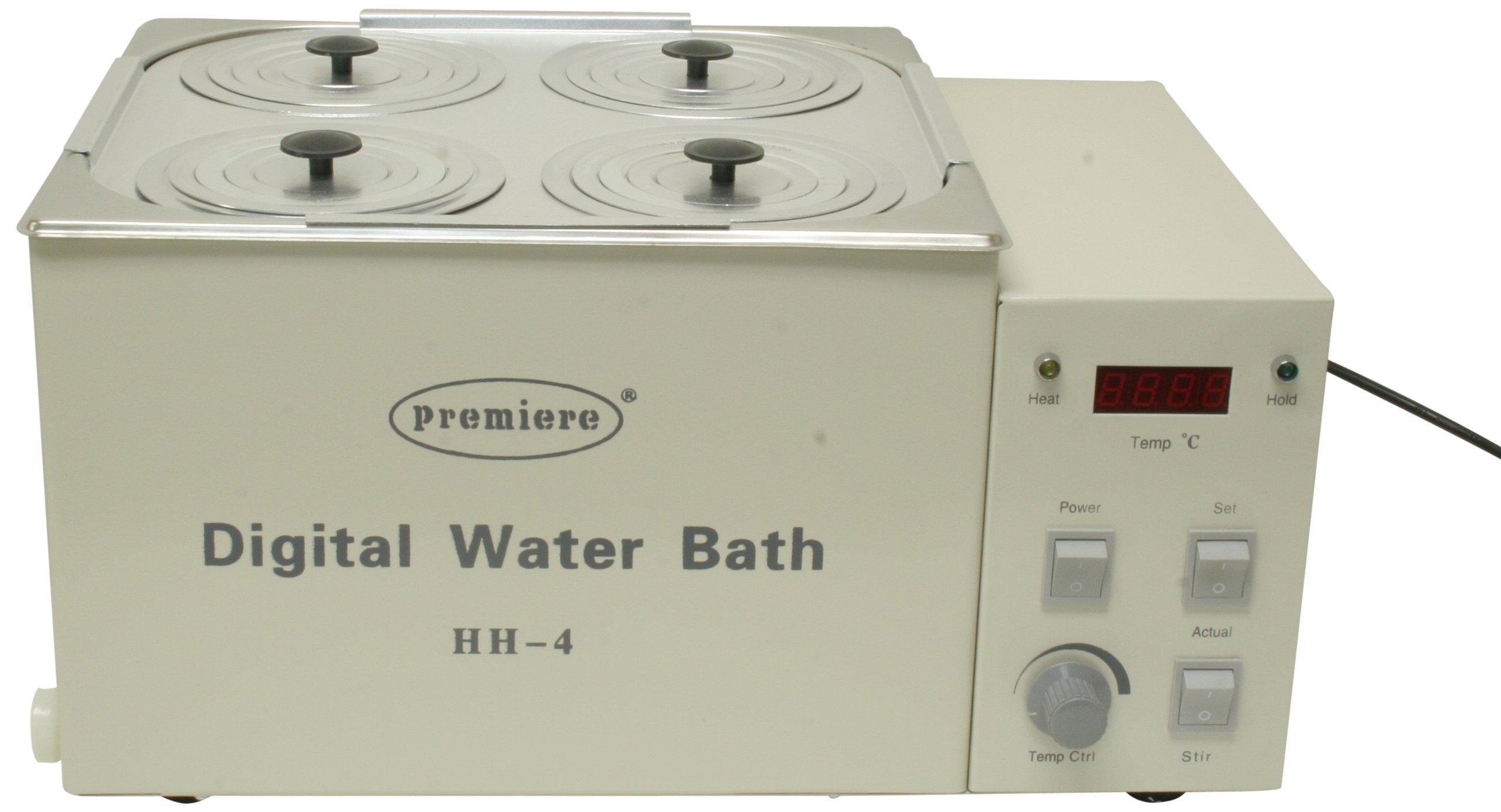 Premiere HH-4 Digital Water Bath with 4 Wells - Precise Temperature Control for Laboratory, Medical, and Research Applications