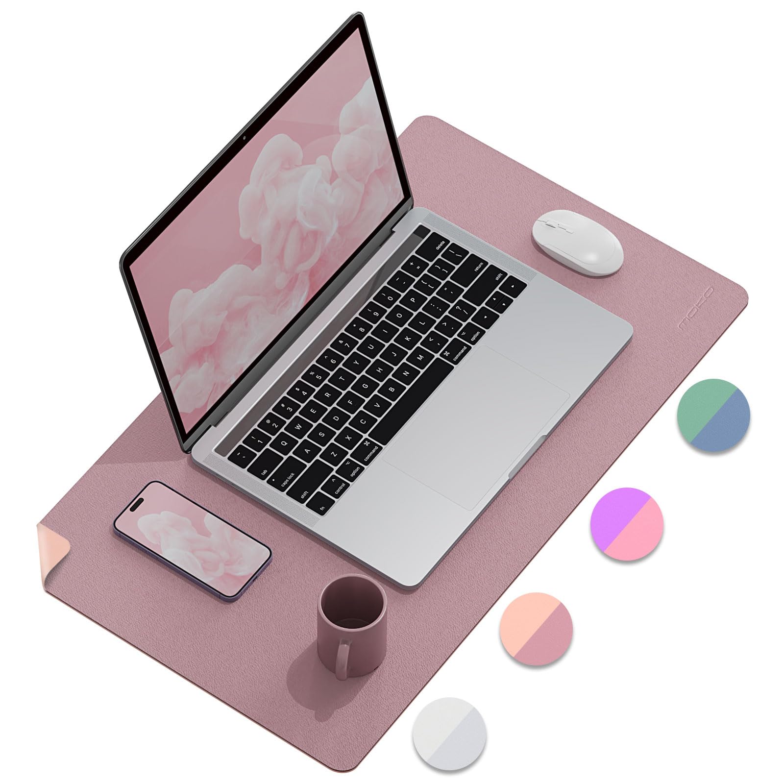 MoKo Dual-Sided Leather Desk Mat - Waterproof Office Desk Pad for Keyboard & Mouse (23.6