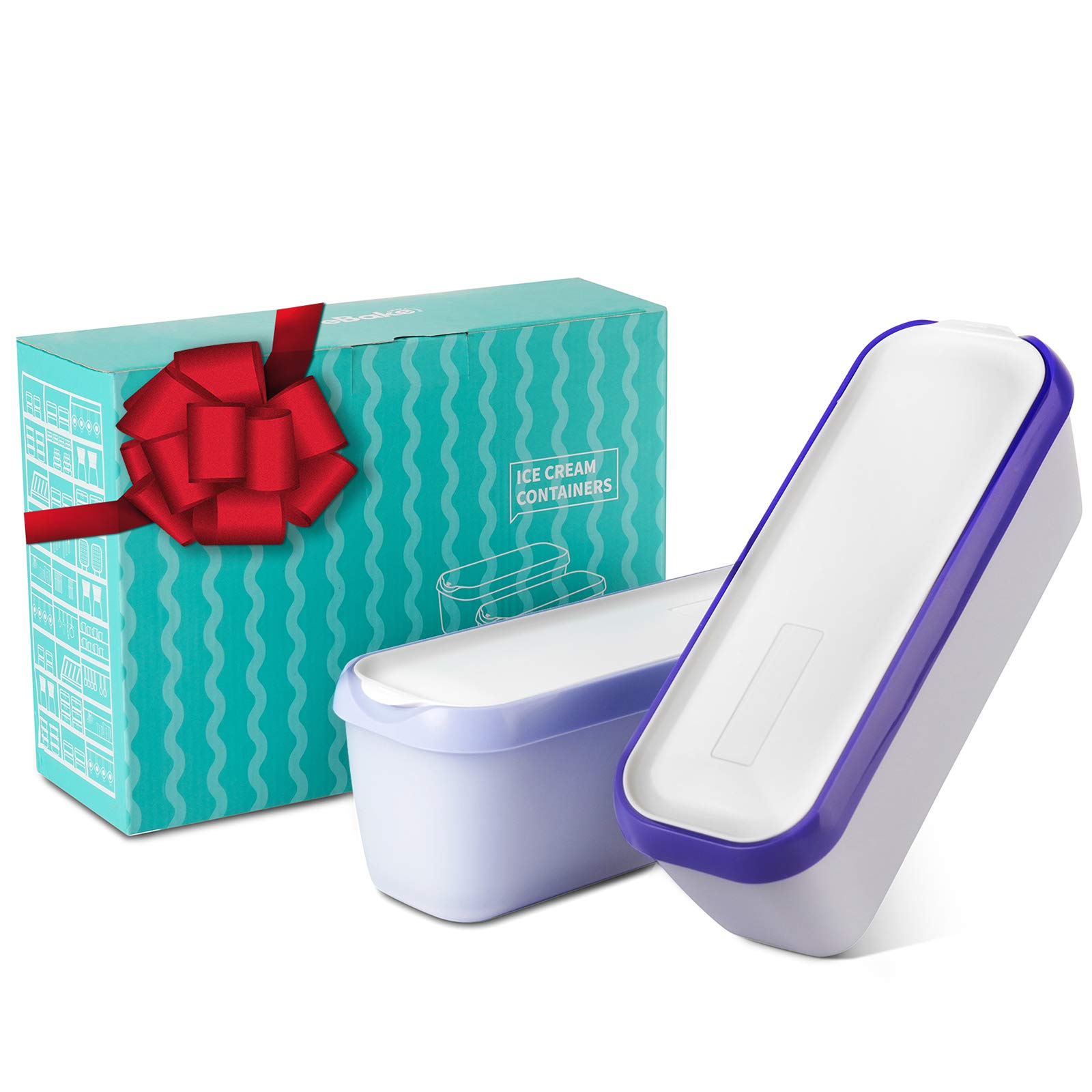 SveBake 1.5 Quart Ice Cream Storage Containers with Lids (2 Pack) - Airtight Freezer Containers for Homemade Ice Cream, Gelato & Sorbet - Purple & Lavender - Perfect for Kitchen Storage, Meal Prep & Party Desserts