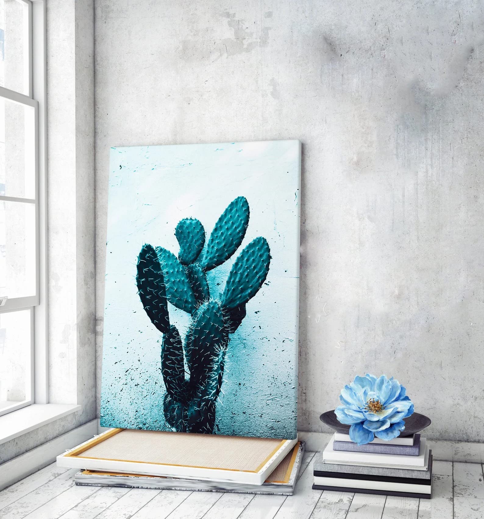 Agave Cactus Canvas Wall Art - Framed Desert Plant Poster for Home & Office Decor (24x36 Inch, Ready to Hang) - Perfect for Living Room, Bedroom or Southwestern Style Interior Design