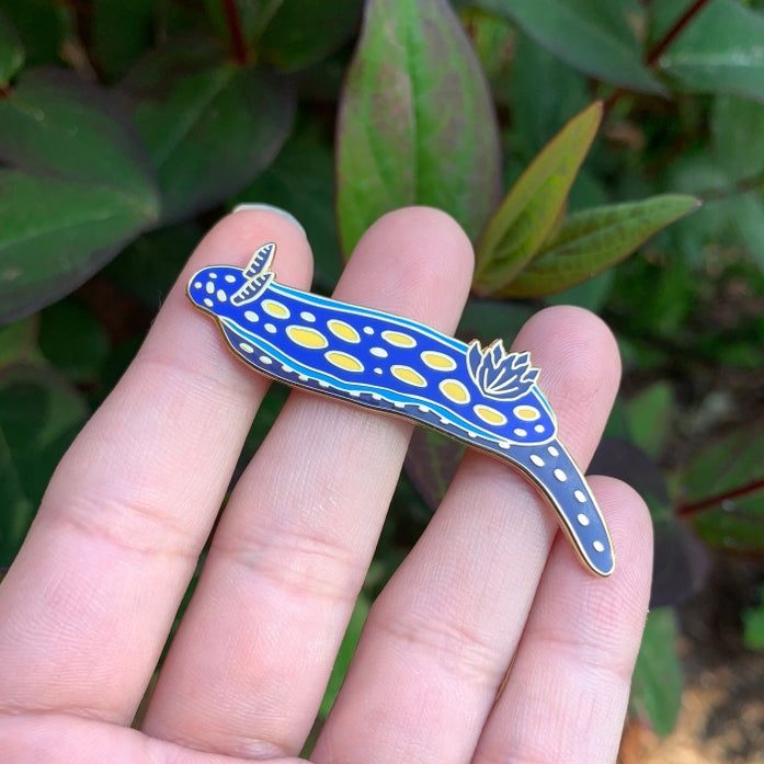 California Blue Dorid Nudibranch Enamel Pin - Unique Marine Life Collectible for Backpacks, Jackets & Hats - Perfect for Ocean Lovers & Scuba Divers