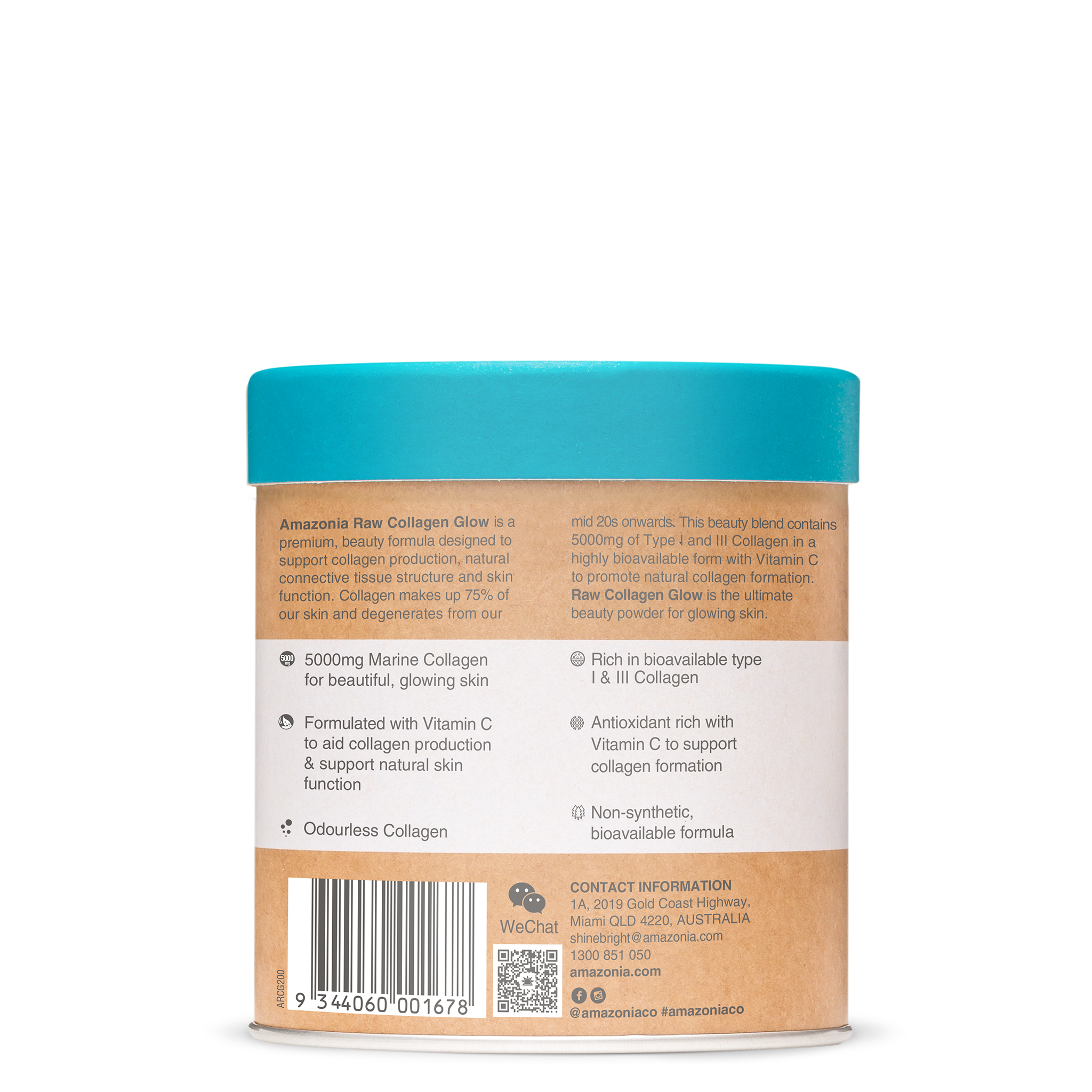Amazonia Raw Beauty Collagen Glow Wild Berry Powder Supplement - Natural Collagen Booster for Skin, Hair & Nails - Delicious Wild Berry Flavor - Perfect for Smoothies, Shakes & Healthy Drinks