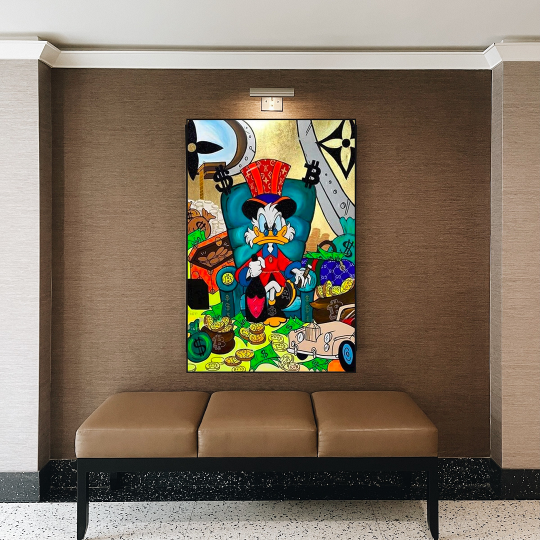 Uncle Scrooge Canvas Wall Art - Premium Disney Duck Family Decor for Living Room, Bedroom & Office | Waterproof Gallery-Wrapped Painting