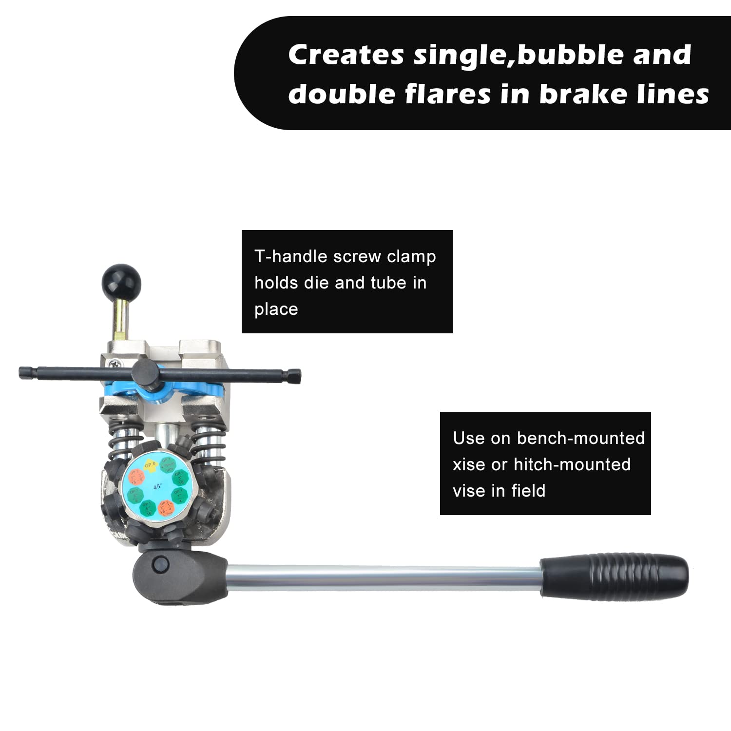 LainKeen Professional Brake Tube Flaring Tool Kit - 45 Degree Single, Bubble & Double Flare Set for Automotive Brake Line Repair | Perfect for DIY Mechanics & Professional Auto Shops