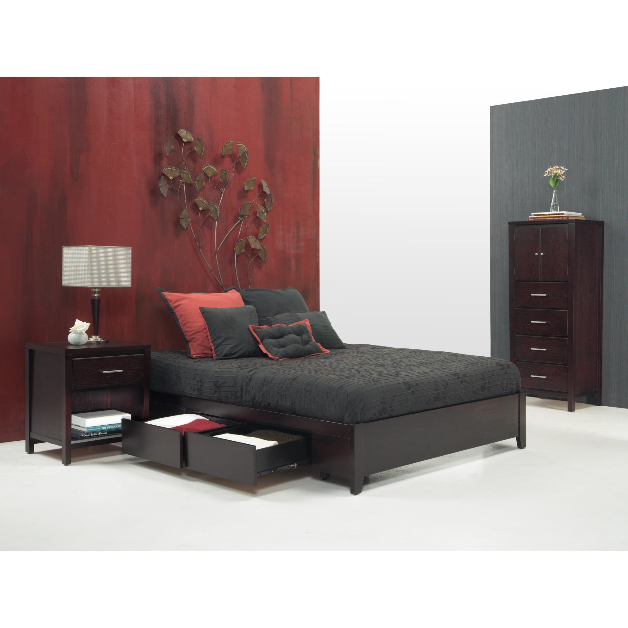 Espresso Wood Storage Bed Frame - Modern Platform Bed with Underbed Storage for Small Spaces | Perfect for Bedrooms, Guest Rooms & Apartments