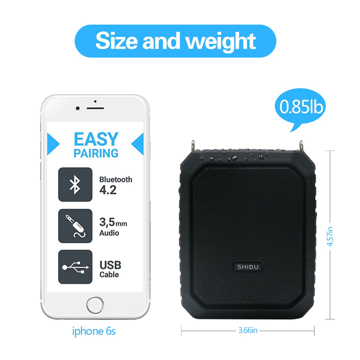 **Wireless Voice Amplifier with Bluetooth 5.3 | 18W Portable PA System, Rechargeable Megaphone & Speaker - Waterproof, Waist Clip - Ideal for Teachers, Tour Guides, Presentations, Outdoor Events & Public Speaking**