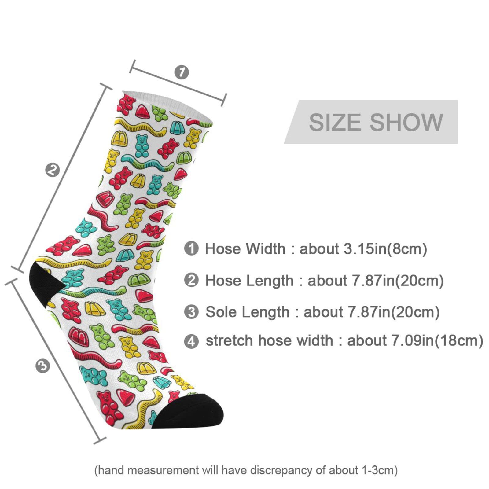 Funny Gummy Bear & Jelly Worm Novelty Socks for Men - Crazy Athletic Tube Crew Dress Socks - Perfect for Costume Parties, Gifts, and Casual Wear