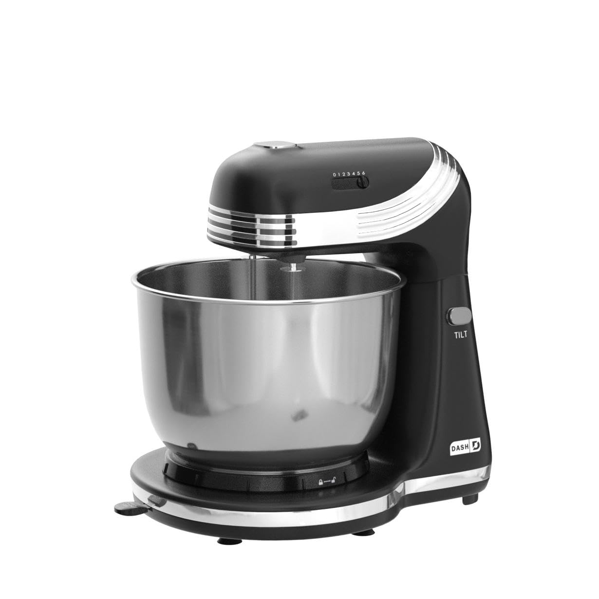 6-Speed Electric Stand Mixer with 3 qt Stainless Steel Bowl - Dough Hooks & Beaters for Baking, Frosting, Meringues - Perfect for Home Kitchen & Small Bakery (Black)