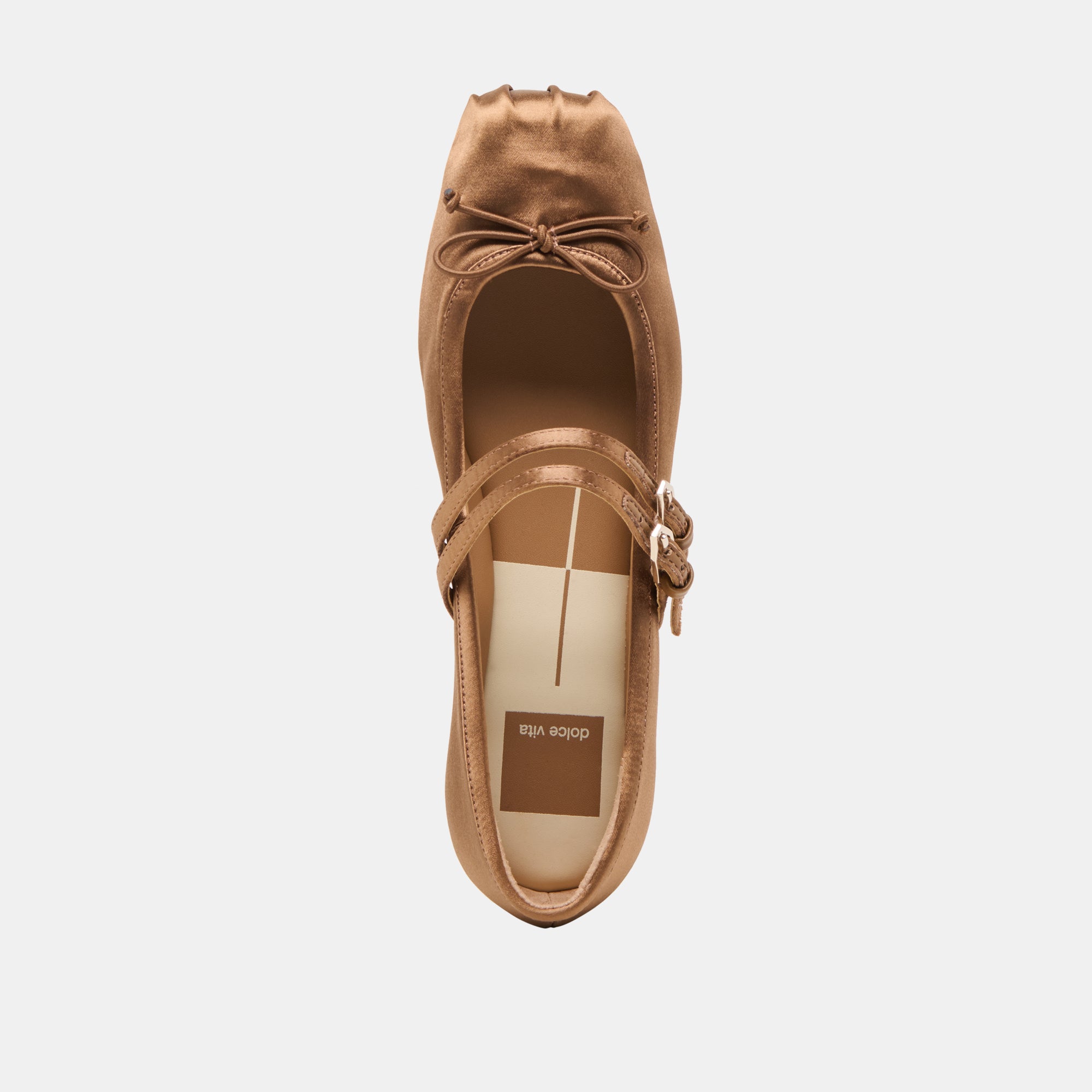 GIBSEN Women's Ballet Flats - Mid Brown Satin Shoes for Comfort & Style | Perfect for Work, Casual Wear & Special Occasions