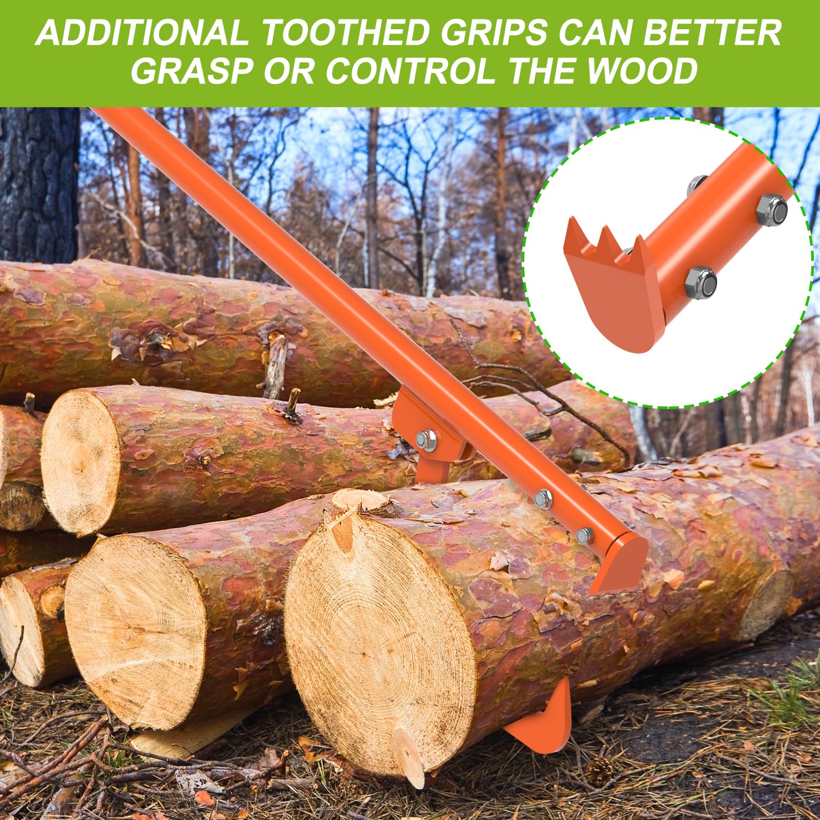 Dolibest 59/65 Inch Steel Cant Hook & Log Peavey Tool - Dual Function Log Handler for Rolling & Clamping Logs - Adjustable Hook with 9.4 Inch Non-Slip Handle - Perfect for Firewood Processing, Lumber Mills & Forestry Work