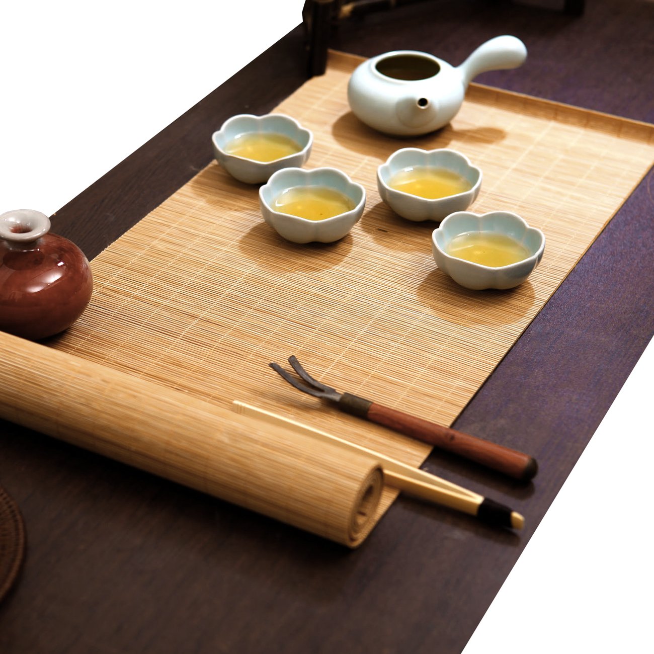 Premium Handmade Natural Bamboo Tea Ceremony Mat - 12x59 Inch Kung Fu Tea Set Table Runner, Eco-Friendly Bamboo Slat Placemat for Tea Decor & Zen Home Decor | Perfect for Tea Parties, Meditation Spaces & Asian-Inspired Interiors