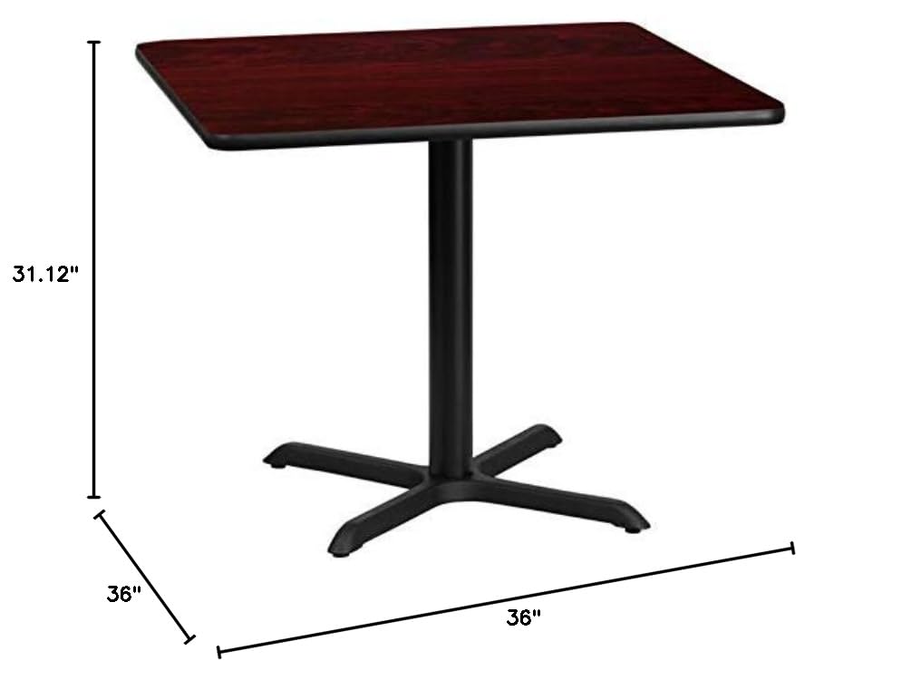 BOWERY HILL 36 Inch Square Restaurant Dining Table - Solid Black Mahogany Wood Kitchen Table for Restaurants, Cafes, Bistros & Home Dining Rooms