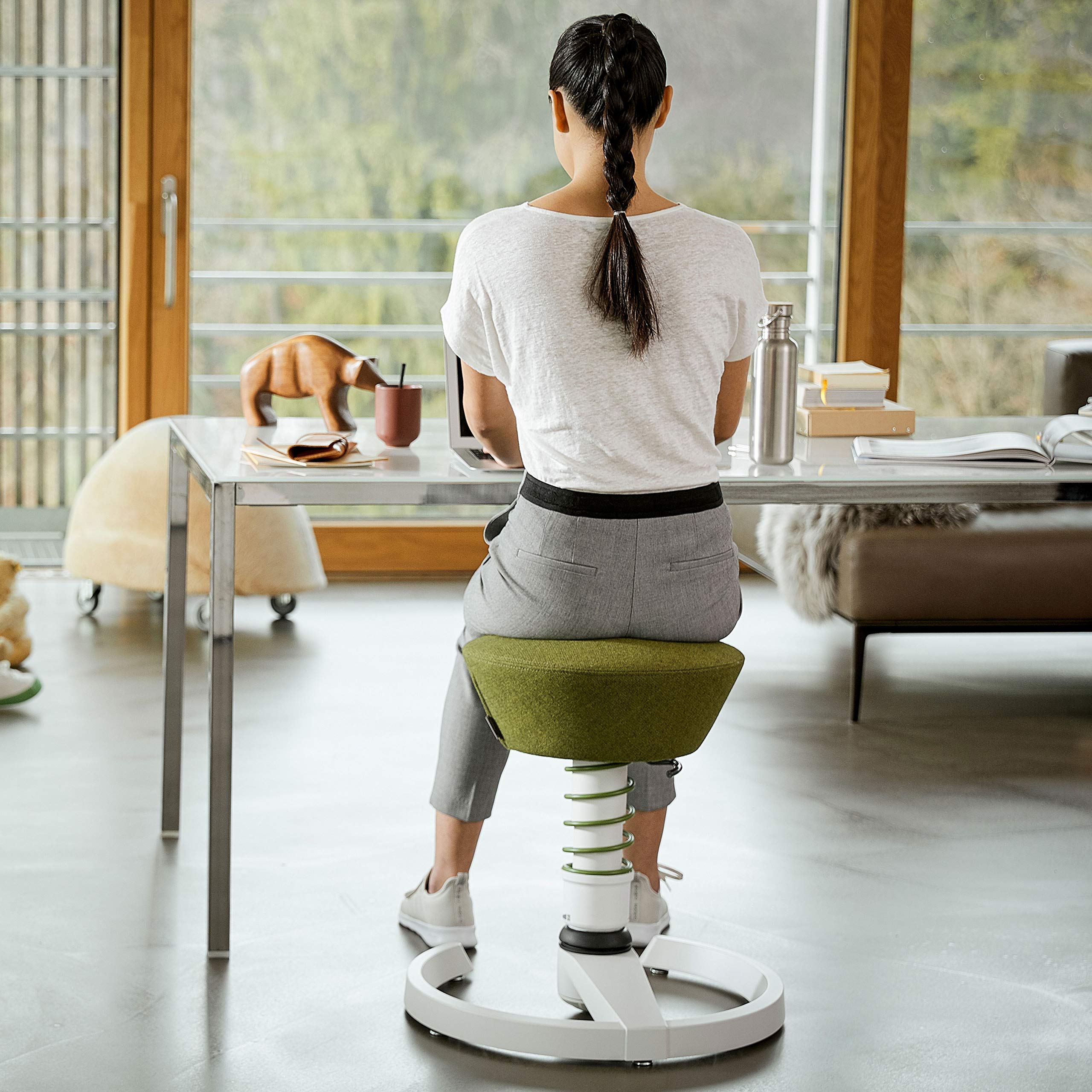 Aeris Swopper New Edition Ergonomic Stool - Dynamic Office Chair for Back Support & Posture Correction - Height Adjustable (17.7-23.2 inches) Spring Stool with Active Sitting Technology - Perfect for Home Office, Standing Desks & Workplace Wellness