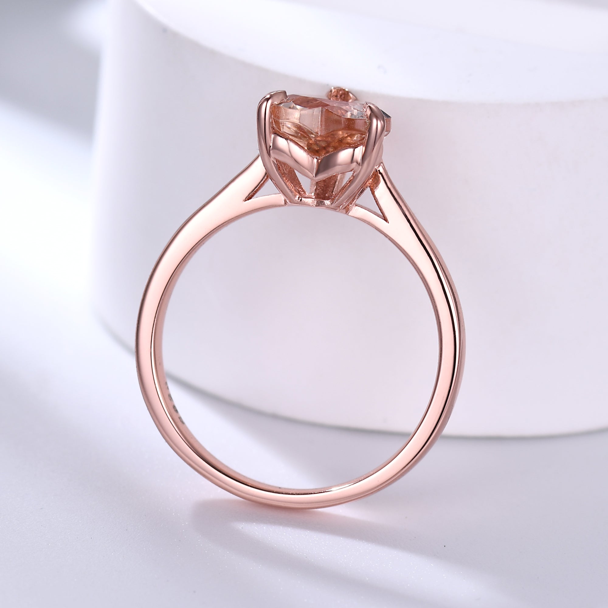 1 Carat Heart Shaped Natural Morganite Solitaire Engagement Ring in Rose Gold - Perfect for Proposals, Anniversaries & Romantic Occasions