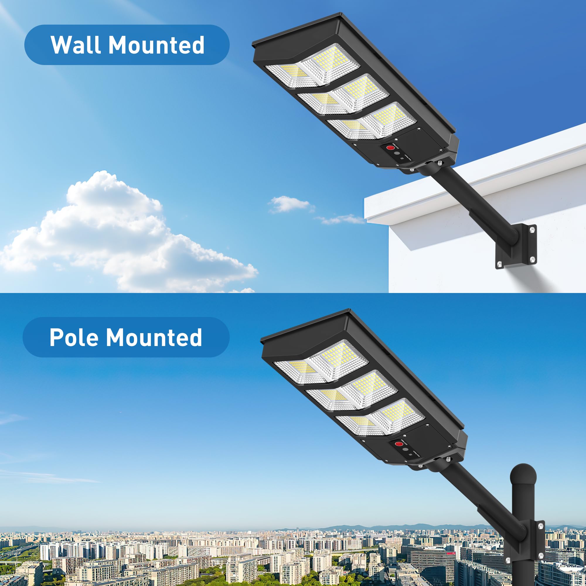 6500K Solar Street Lights Outdoor with Motion Sensor - IP66 Waterproof, Wide Angle, Remote Control, Dusk to Dawn (1 Pack) - Perfect for Driveways, Parking Lots, Gardens & Pathways