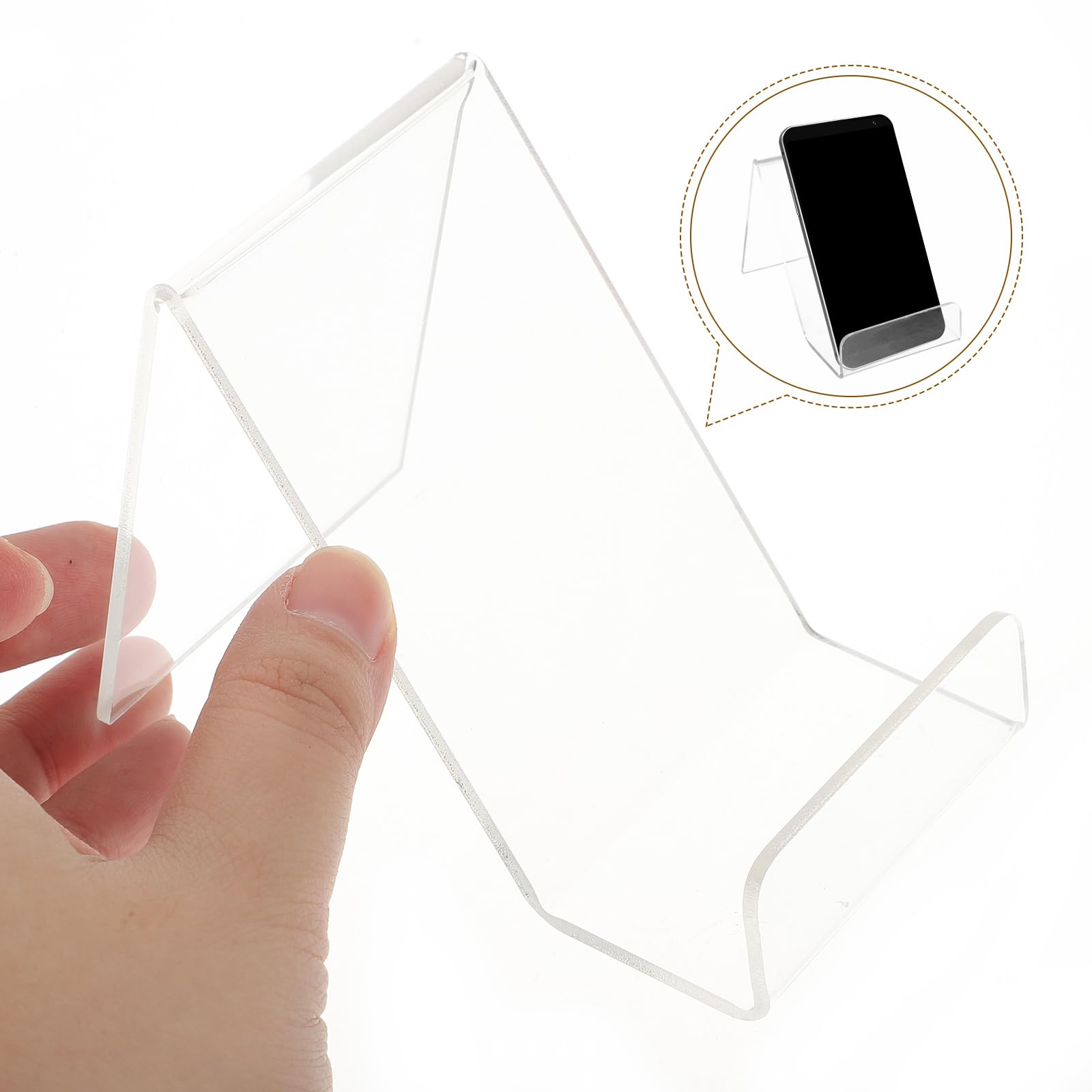 Housoutil 20PCS Clear Acrylic Phone Stand Holder for Desk - Sturdy Cell Phone Stand for Home, Office, and Desk Display - Perfect for Video Calls, Streaming, and Hands-Free Viewing
