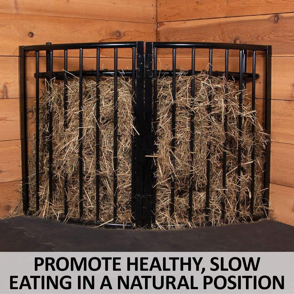 **Slow Feed Corner Floor Hay Rack for Horses – Large Capacity Slow Feeder for Healthy Digestion | Durable & Easy to Assemble | 5-Year Warranty | Ideal for Stables, Barns & Pastures**