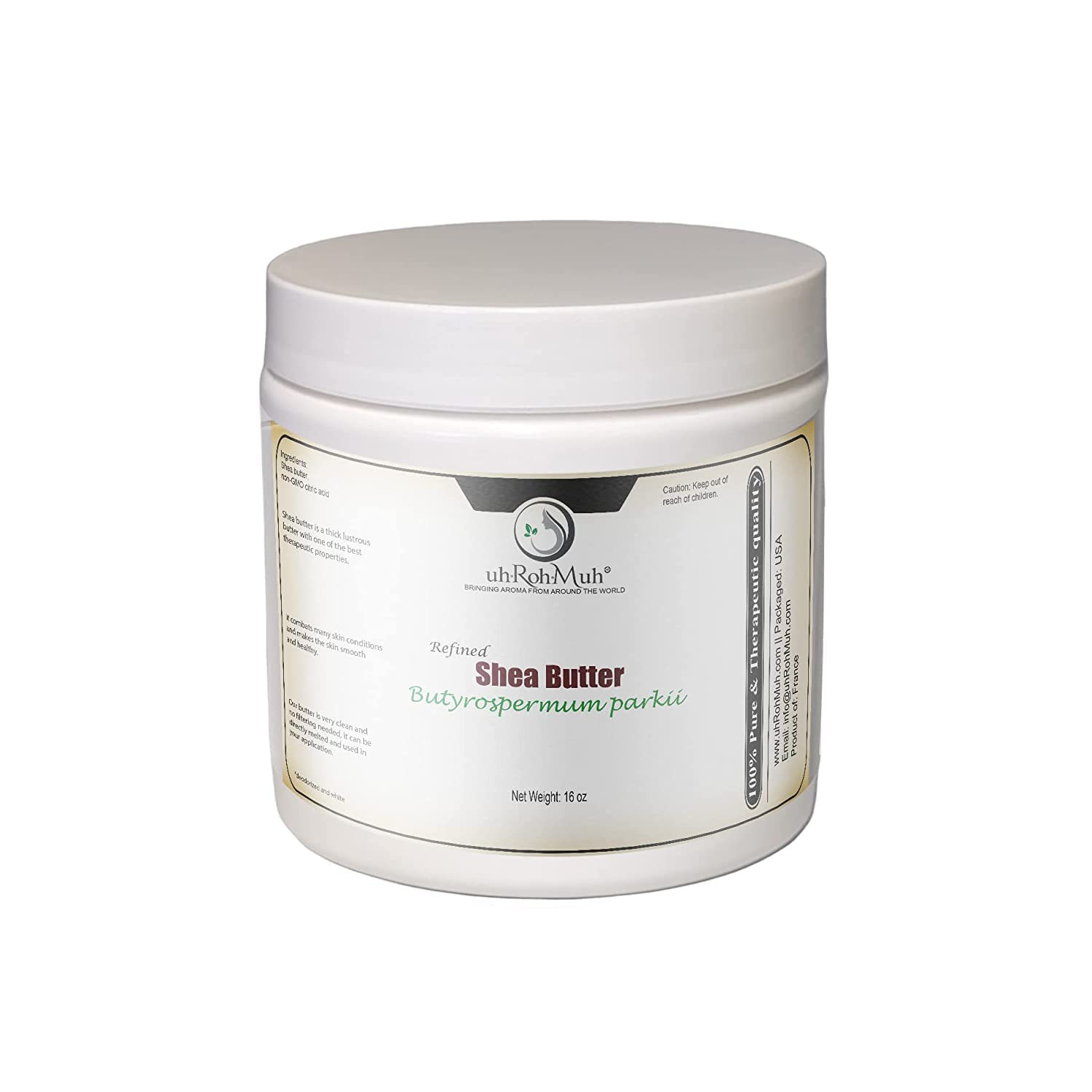 16 oz Refined Shea Butter from France - Ultra Nourishing Body Butter for Smooth, Healthy Skin | Deep Moisturizer for Dry Skin, Stretch Marks & Hair Care