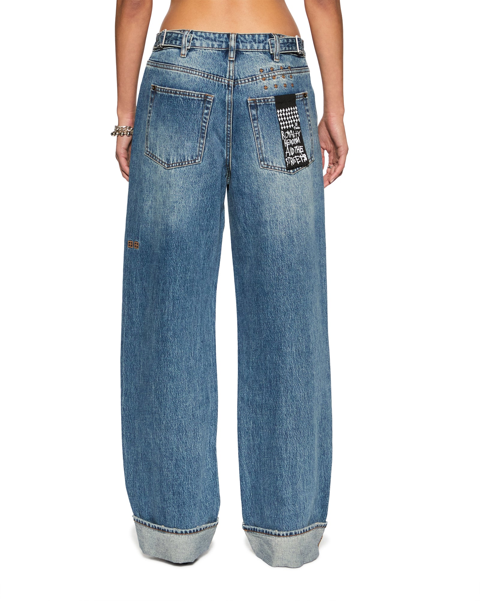 Vintage Low Rider Cuffed Jeans - Distressed Denim Pants for Men | Casual Streetwear & Retro Style Outfits