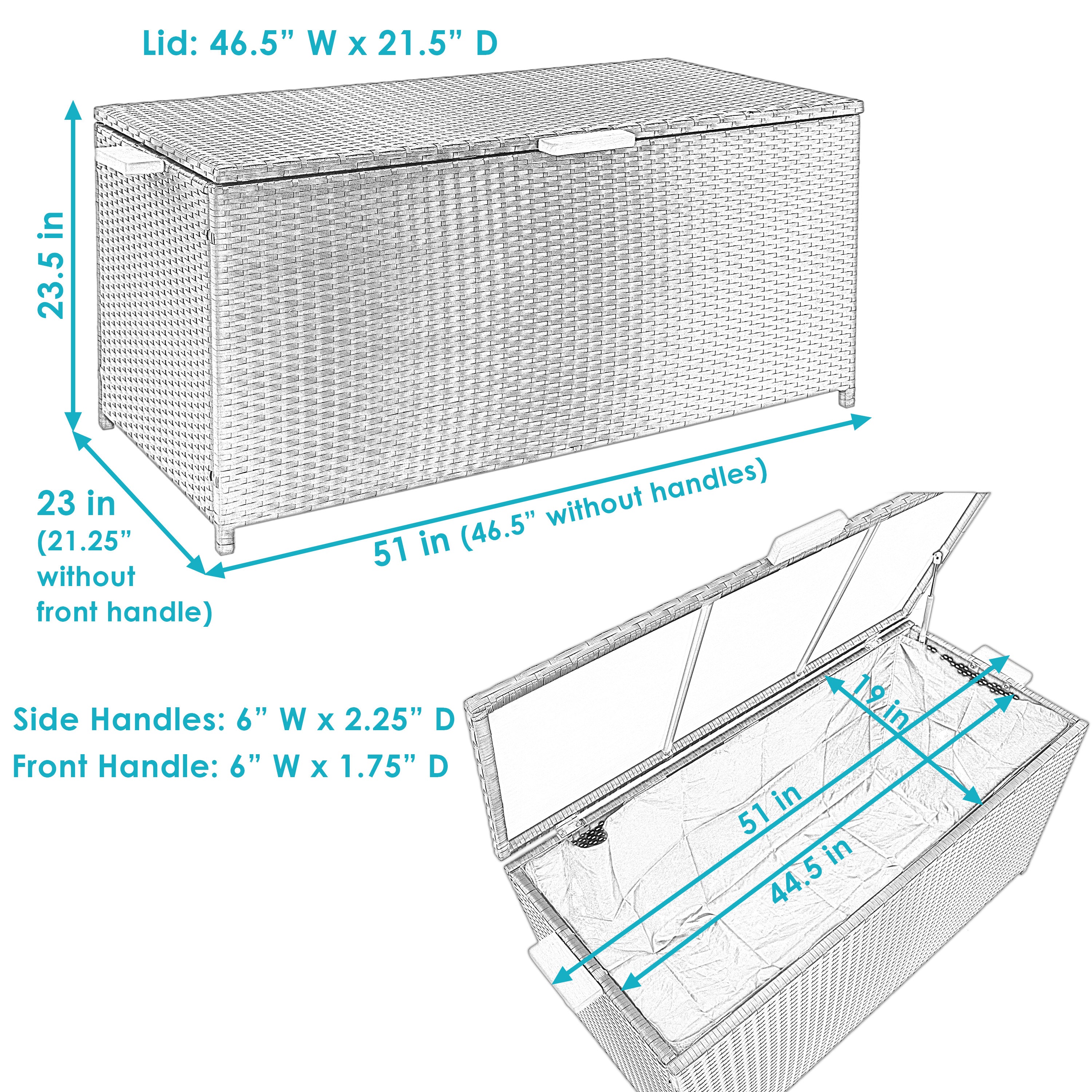 75 Gallon Resin Rattan Deck Box for Indoor & Outdoor Use - Waterproof Storage for Patio Furniture, Cushions, Pool Toys & Garden Tools