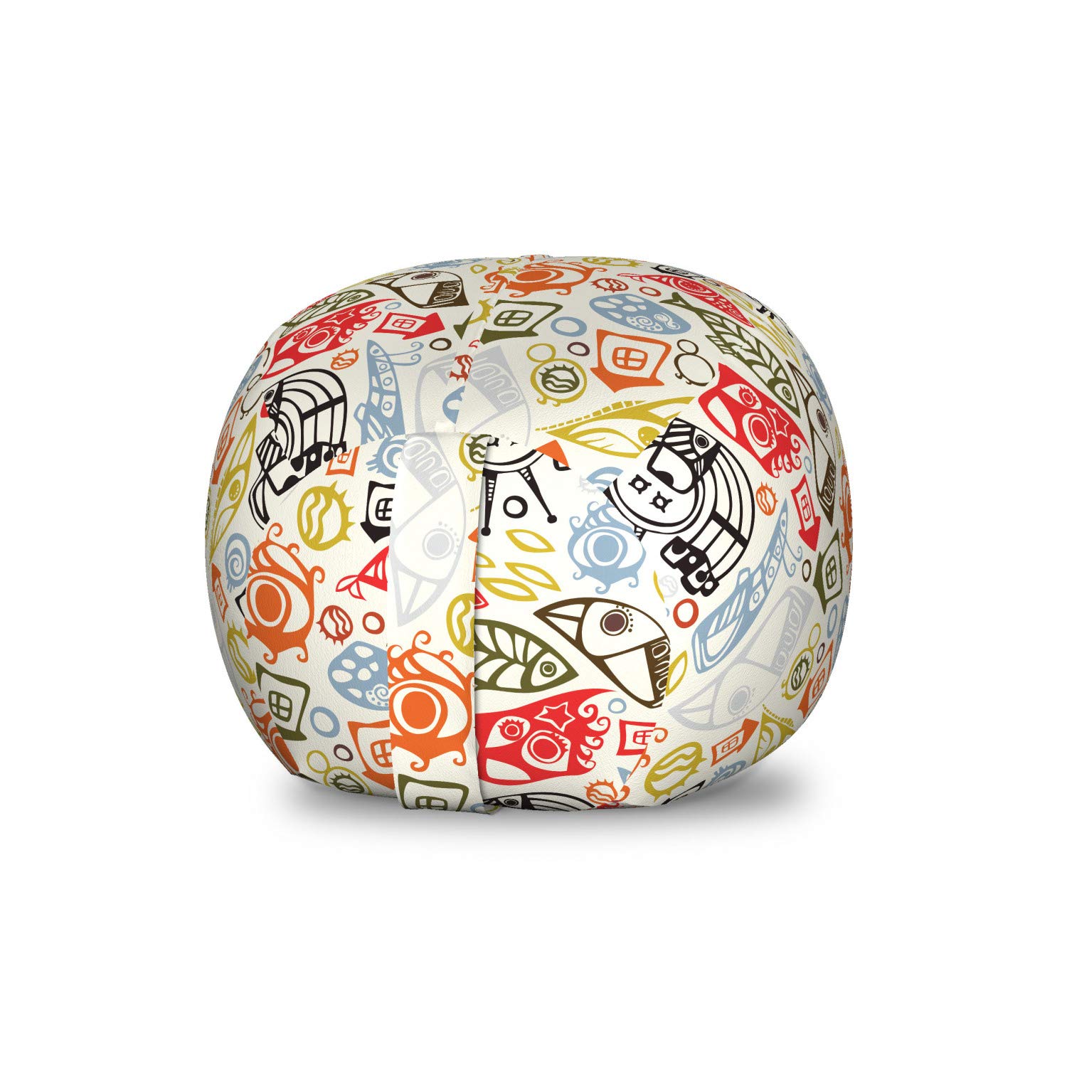 Ambesonne Funky Storage Toy Bag Chair - Abstract Trippy Pattern with Fish & Eye Colorful Illustration - Washable Stuffed Animal Organizer - Small Multicolor - Perfect for Kids' Room, Playroom & Dorm Organization