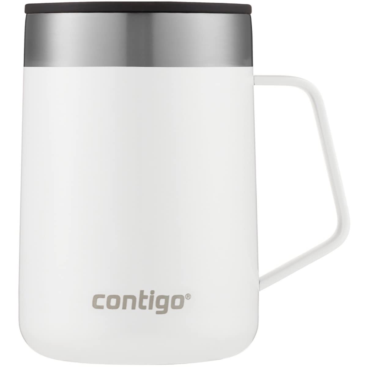 Contigo 14oz Insulated Stainless Steel Travel Mug with Handle - Leak-Proof Coffee Thermos for Office, Car & Commuting - BPA-Free Hot & Cold Drink Tumbler - Salt Color