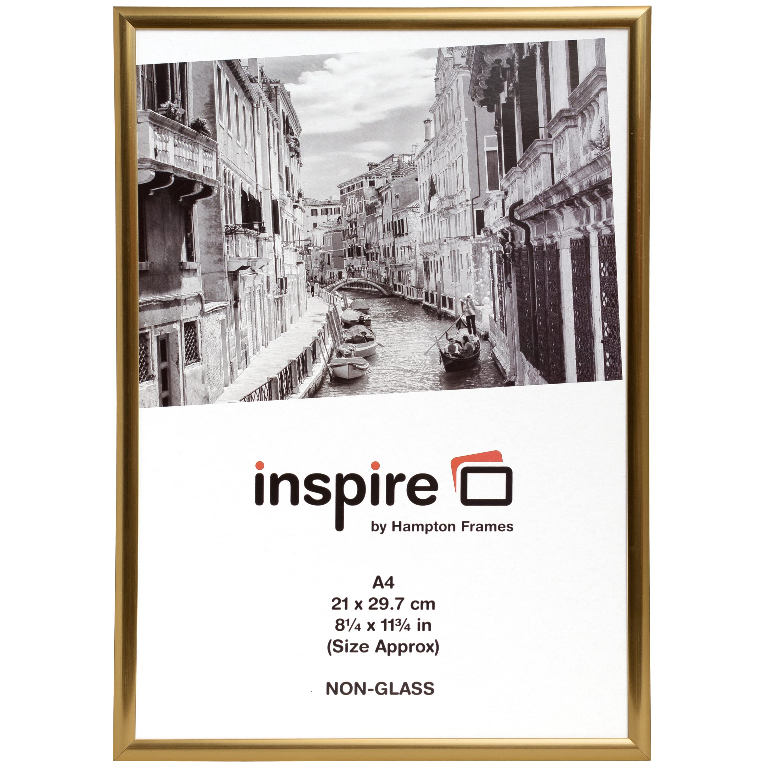 Hampton Frames BACKLOADER Poster Certificate Photo Frame - Plexi Glass with Gold Trim - A4 Size (BLR2130GLD) - Perfect for Offices, Classrooms & Home Decor
