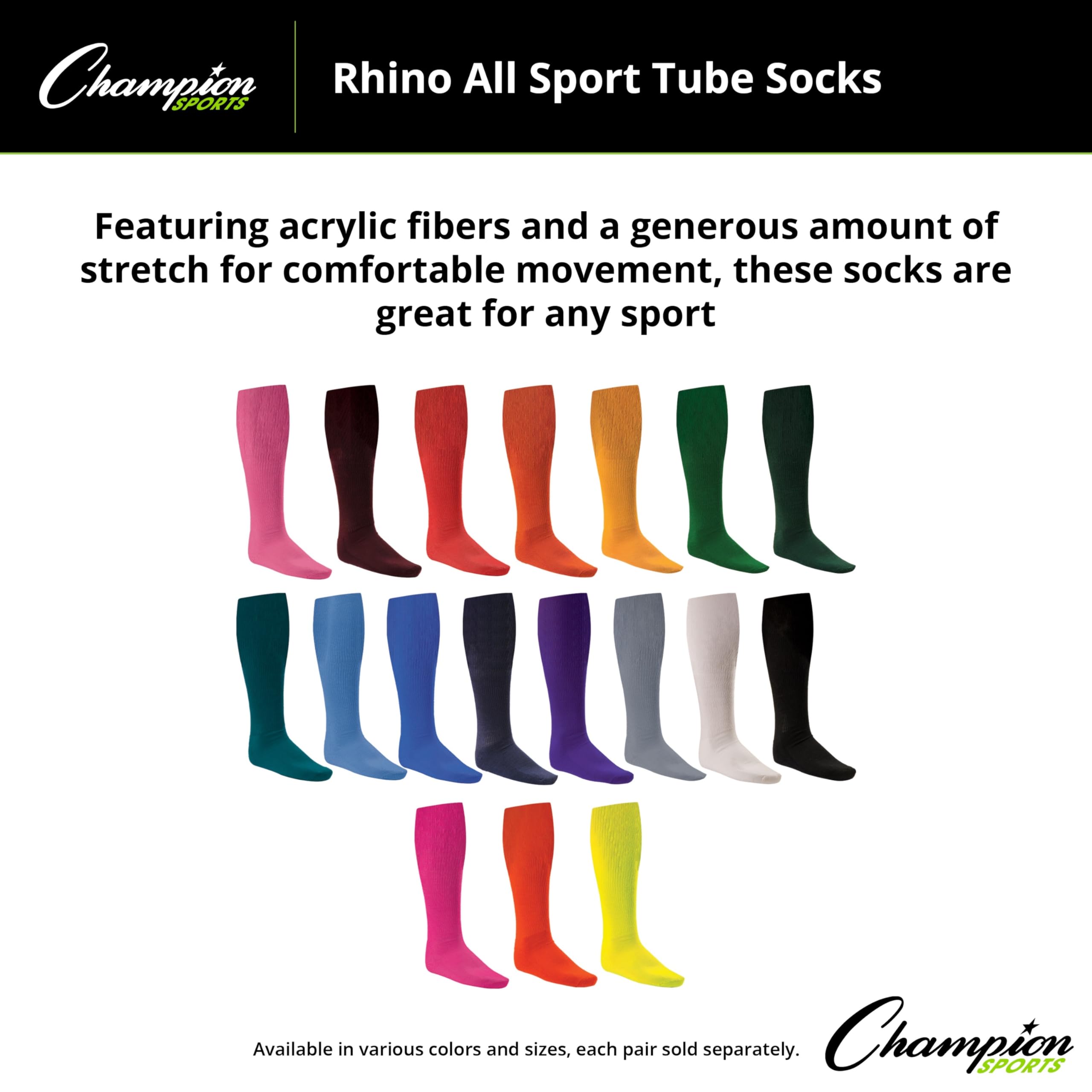 Champion Sports Rhino® Cushioned Athletic Socks for Men & Women - Moisture-Wicking Breathable Workout Socks for Running, Basketball, Gym - Machine Washable Performance Socks for All Sports Activities