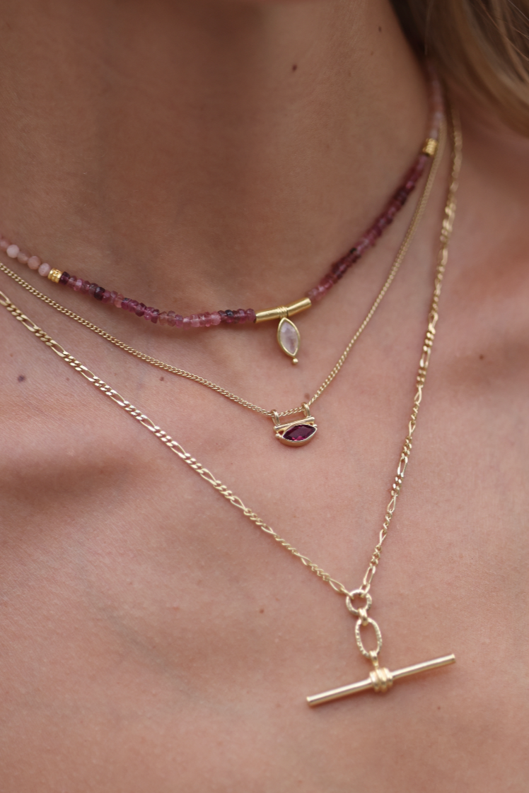 Theia Tourmaline & Sunstone Gold Beaded Necklace for Women - Elegant Handmade Jewelry Gift for Birthday, Anniversary & Special Occasions