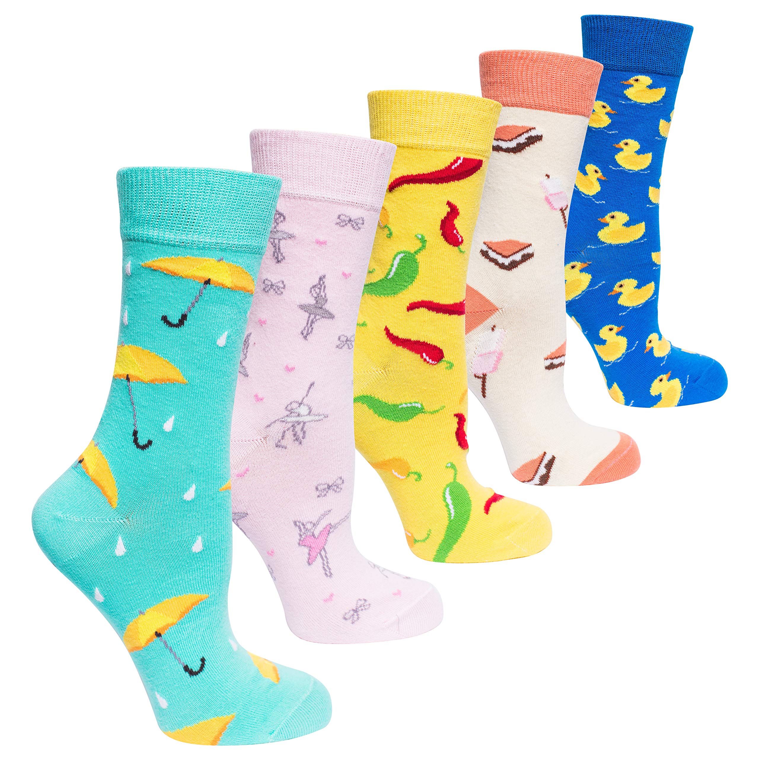 Funny Crazy Cute Crew Socks for Women & Girls - 5 Pack Novelty Socks Gift Set - Perfect for Gifts, Parties & Everyday Wear