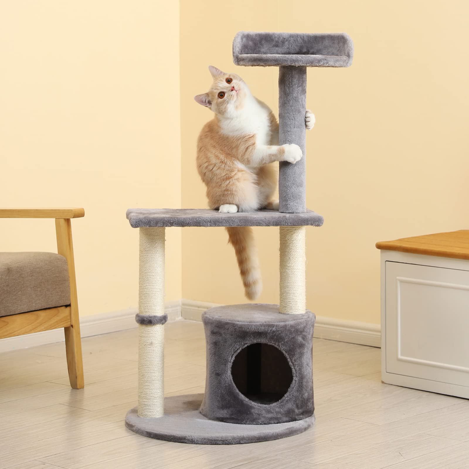 Premium Multi-Level Cat Tree with Sisal Scratching Posts & Fun Toys - Indoor Cat Tower Condo for Large Cats - Durable Cat Furniture Activity Center for Play, Rest & Climbing - Perfect for Apartments & Home Decor
