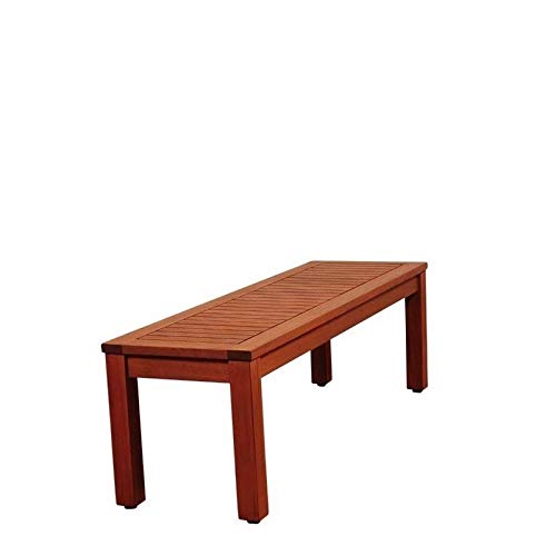 Pemberly Row Outdoor Bench in Brown - Durable Garden Bench for Patio, Porch, and Backyard Relaxation