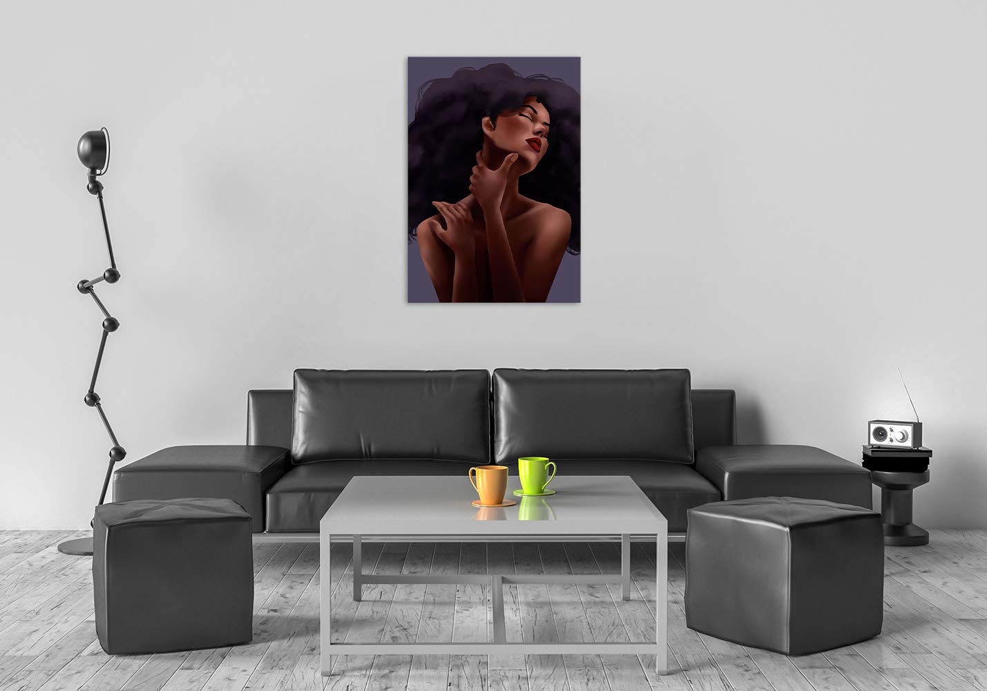 AMEMNY Black Girl Art Beauty - African American Wall Art, Afro Woman Painting, Black Women Artwork - Framed Ready to Hang Wall Decor for Living Room, Bedroom & Office - Perfect for Home Decor, Gifts & Cultural Appreciation