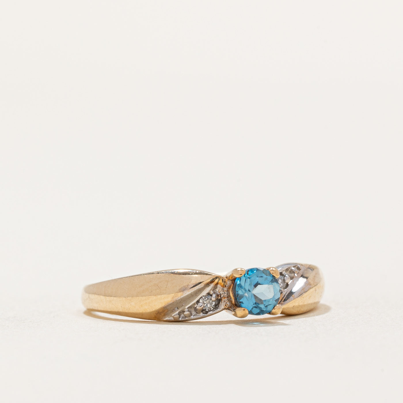 Exquisite 0.25ct Topaz & 0.01ct Diamond Reverse Tapered Ring - Size 6.75 | Elegant Stackable Jewelry for Women | Perfect for Weddings, Anniversaries & Special Occasions