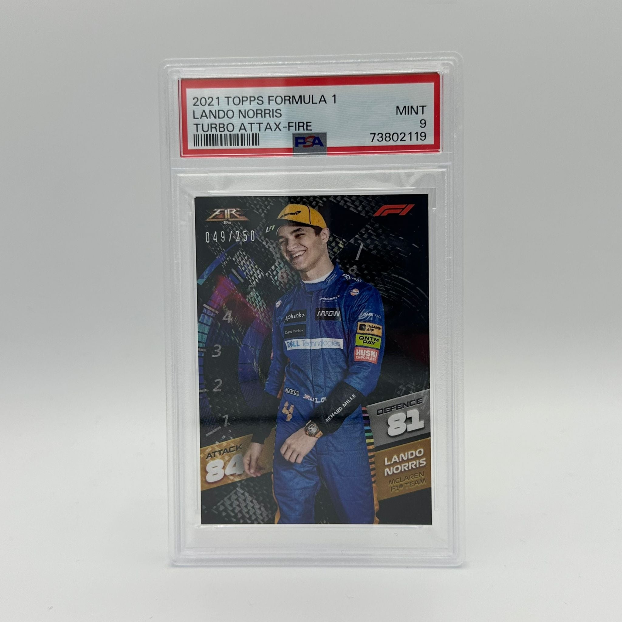 PSA 9 Lando Norris Fire Card #/250 - Rare F1 Racing Collectible for Fans & Investors | Perfect for Display, Trading, and Memorabilia Collections