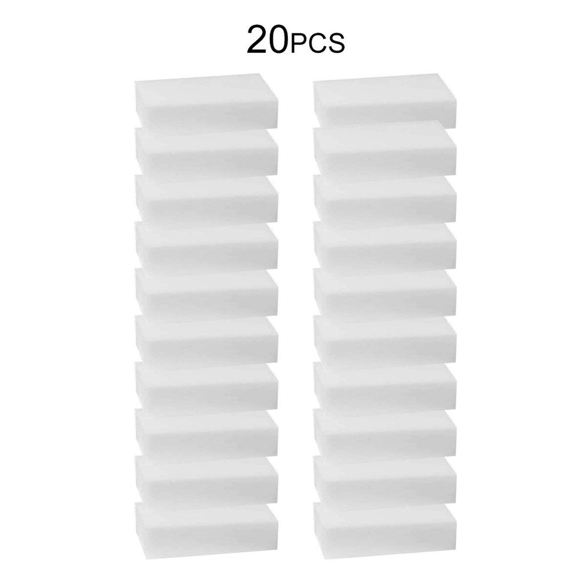 20-Pack Magic Sponge Erasers | Heavy Duty Multi-Purpose Cleaning Sponges for Kitchen, Dishes, Walls, Cars & Office | Non-Scratch Melamine Foam Cleaner (White) - Perfect for Tough Stains, Grease & Grime Removal