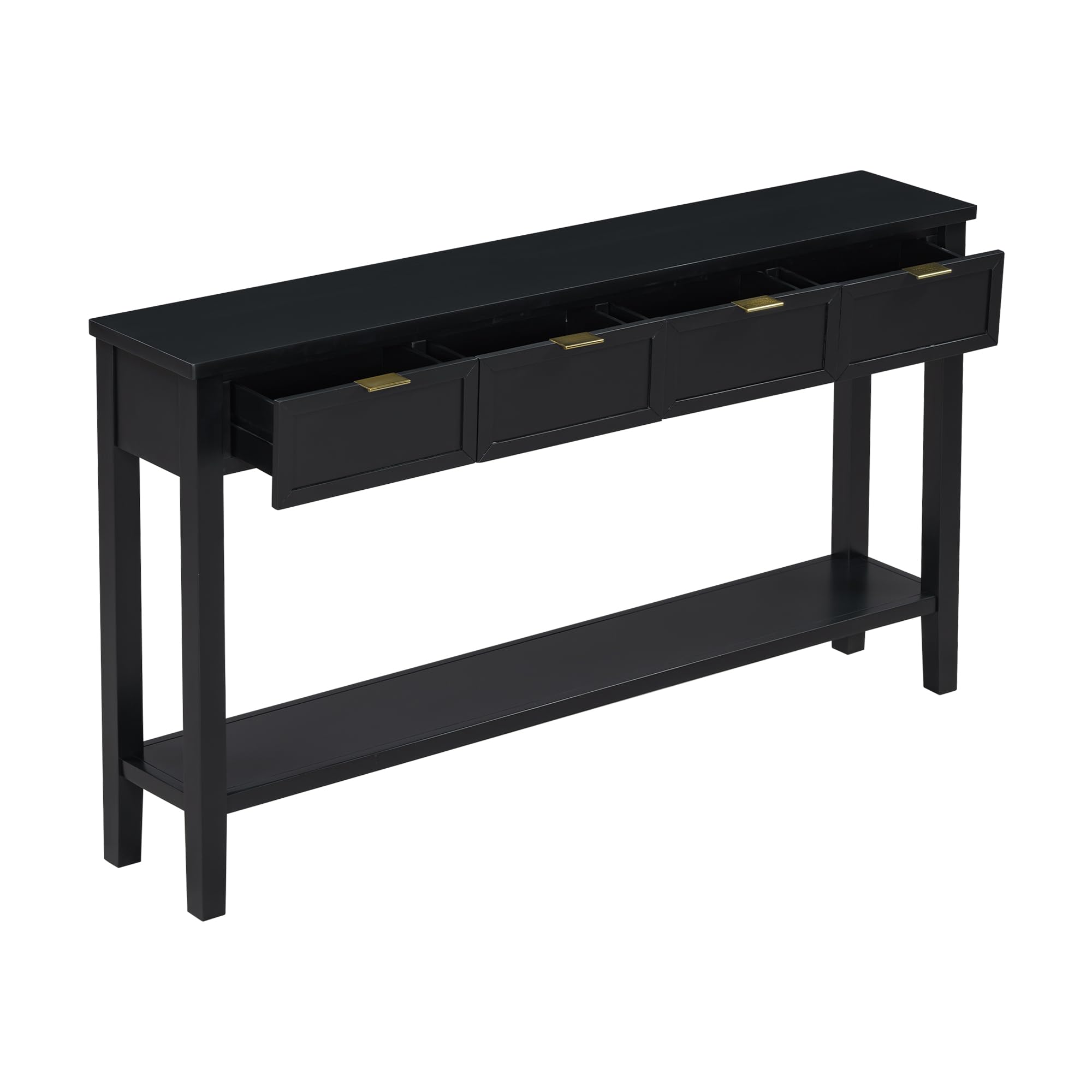 Modern Rustic Console Table with Drawer - Solid Wood Narrow Entryway Table for Hallway, Foyer & Living Room - Farmhouse Style Sofa Table with Storage Shelf