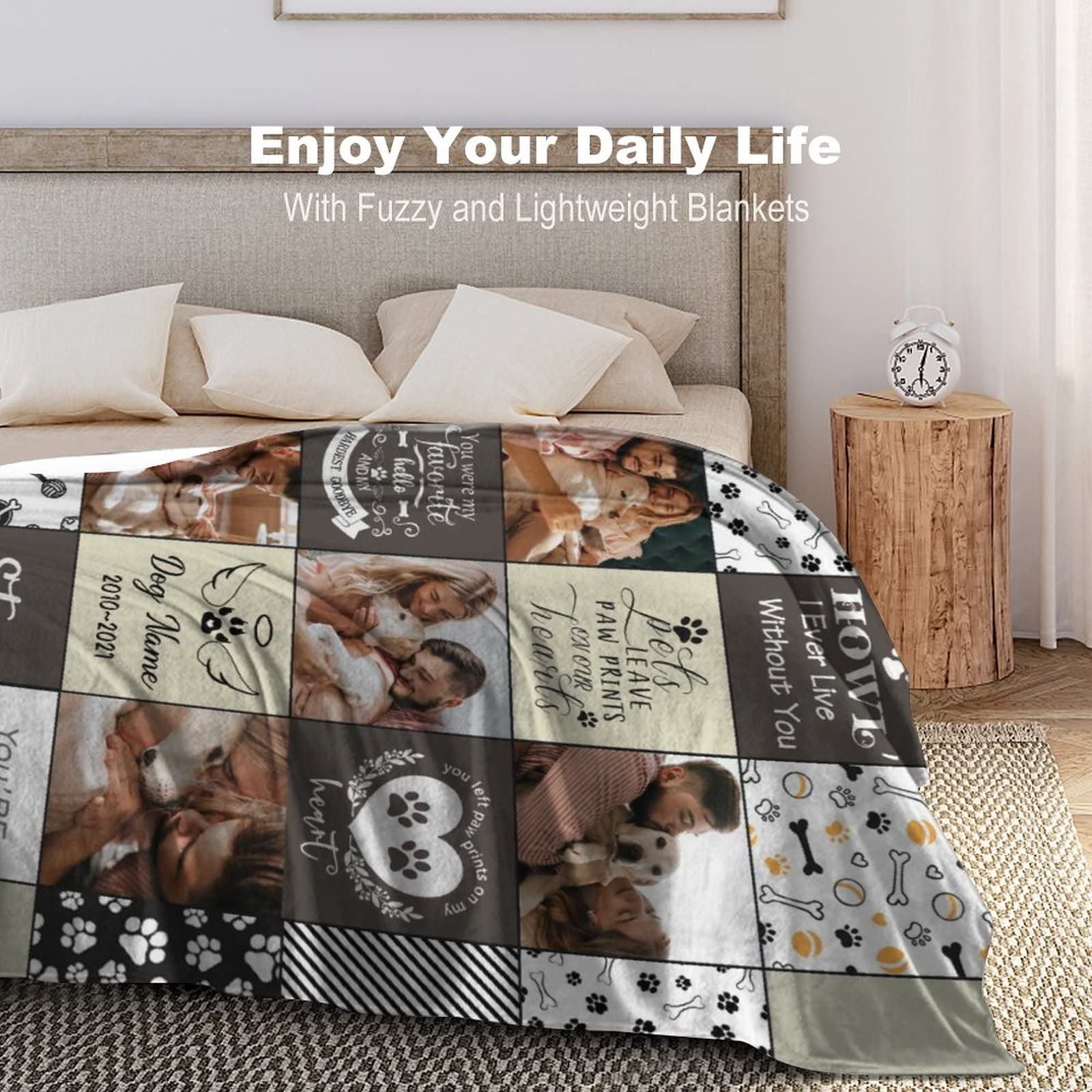 Personalized Memorial Blanket for Dogs & Cats - Custom Pet Loss Sympathy Gift with Photo & Name - Comforting Bereavement Blanket for Grieving Pet Owners - Perfect for Memorials, Funerals & Healing After Pet Loss