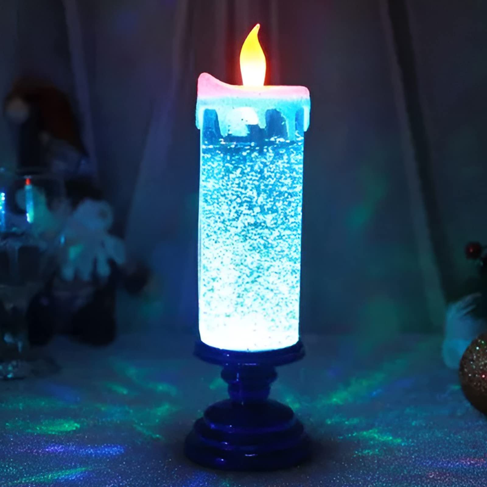 LED Christmas Candles - USB Rechargeable Color Changing Flameless Candles for Xmas Party & Home Decor (Blue) - Perfect for Holiday Lighting