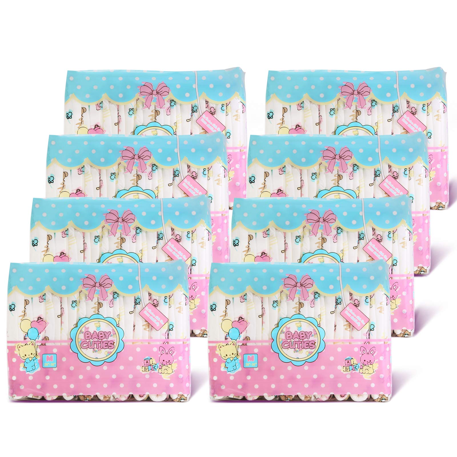 Littleforbig Adult Printed Diaper 80 Pieces (8 Packs) - Baby Cuties Design, Medium Size 28
